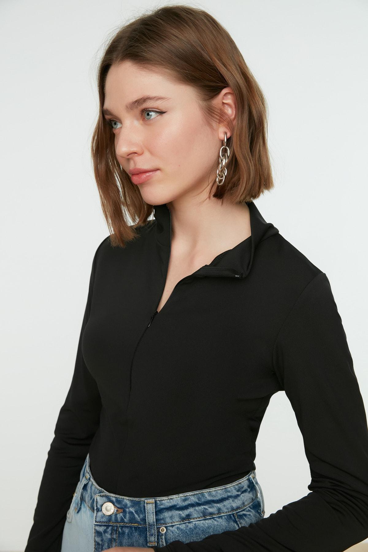 Black Women Turtleneck Bodysuit, , large image number 1