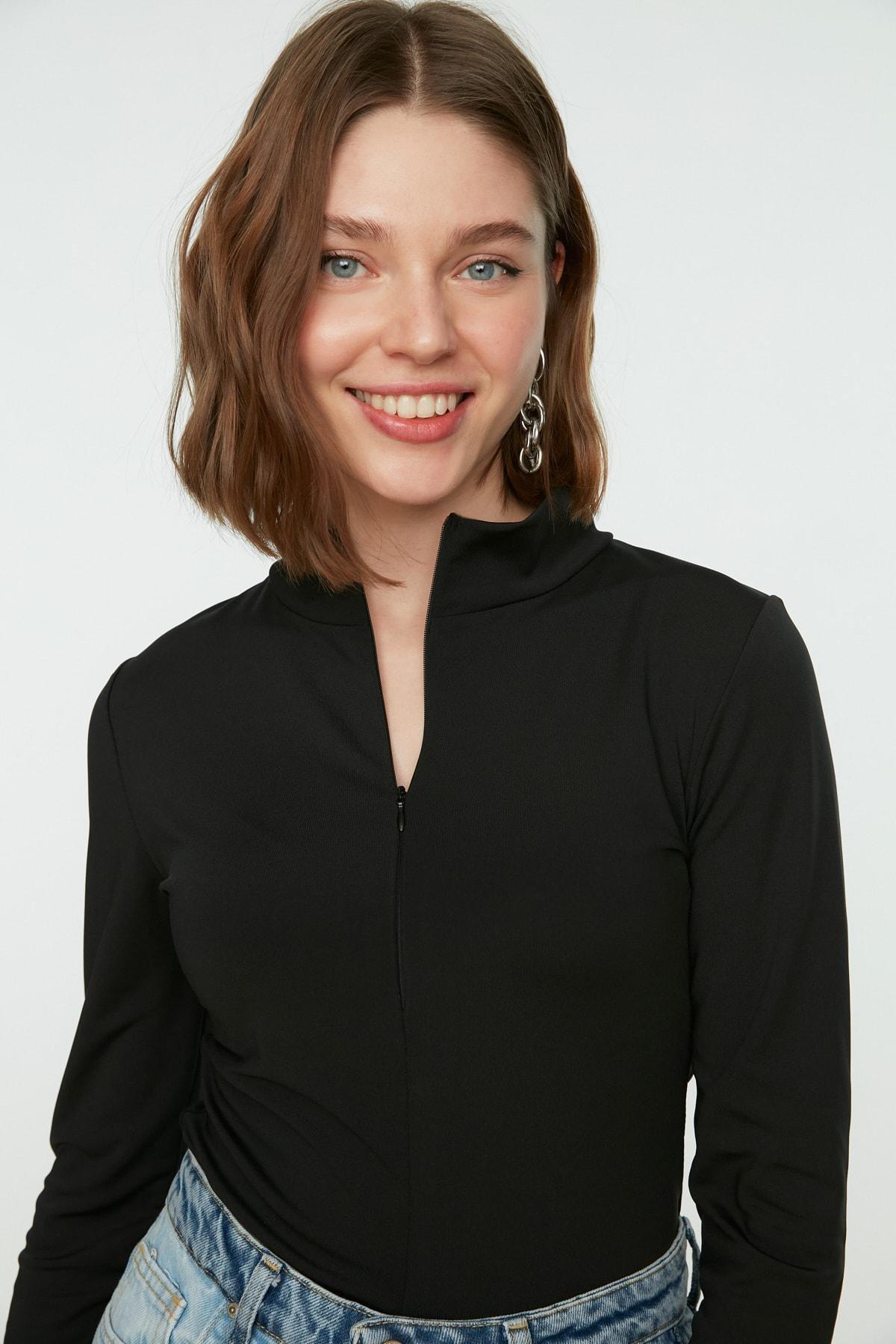 Black Women Turtleneck Bodysuit, , large image number 2