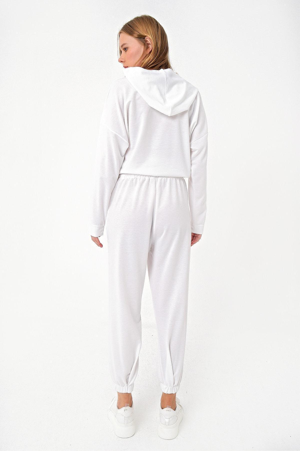 White Cotton Sweatsuit, White, medium