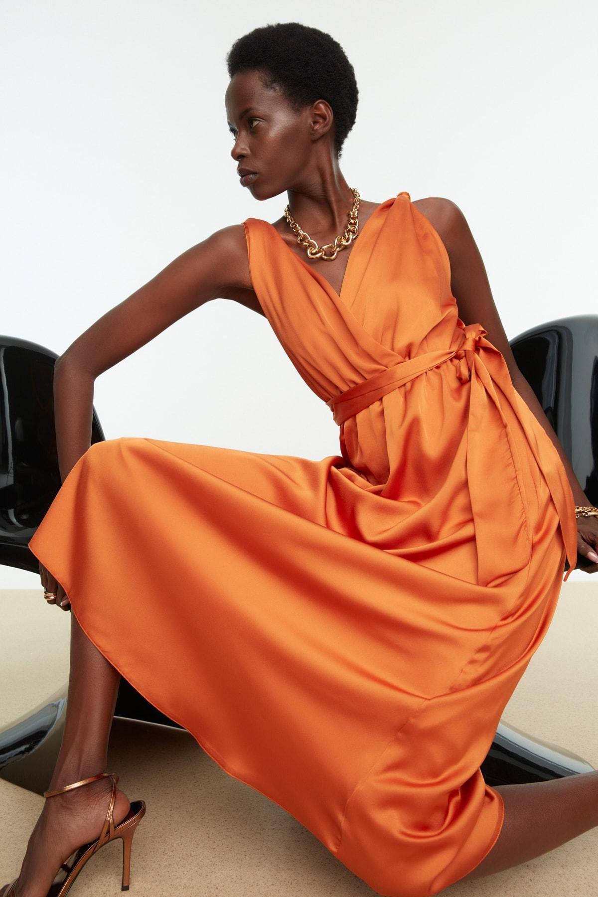 Orange A-Line Dress, , large image number 2
