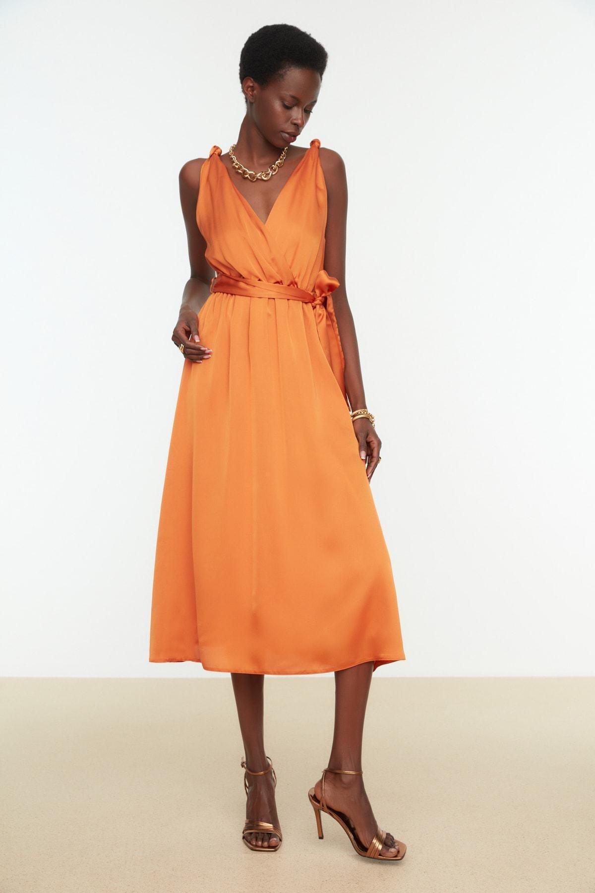 Orange A-Line Dress, , large image number 6