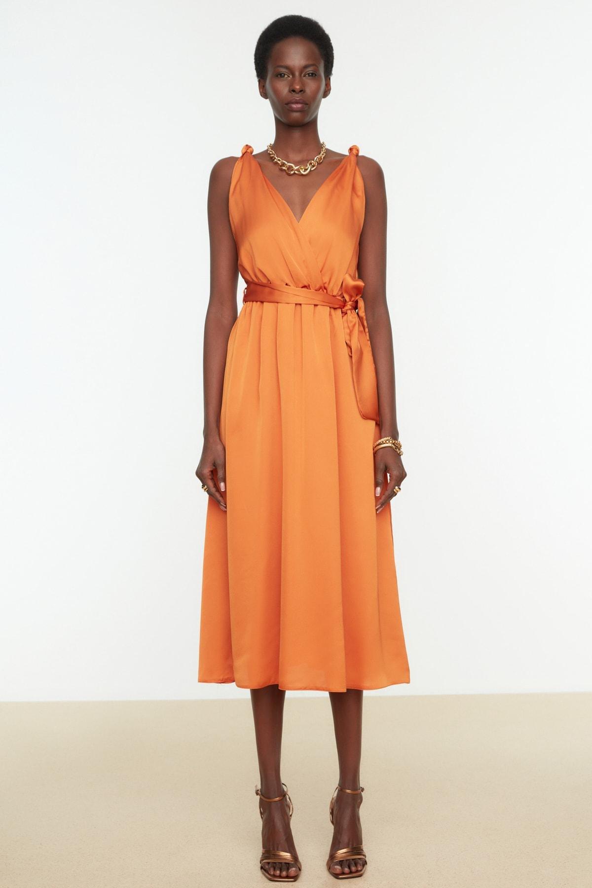 Orange A-Line Dress, , large image number 8