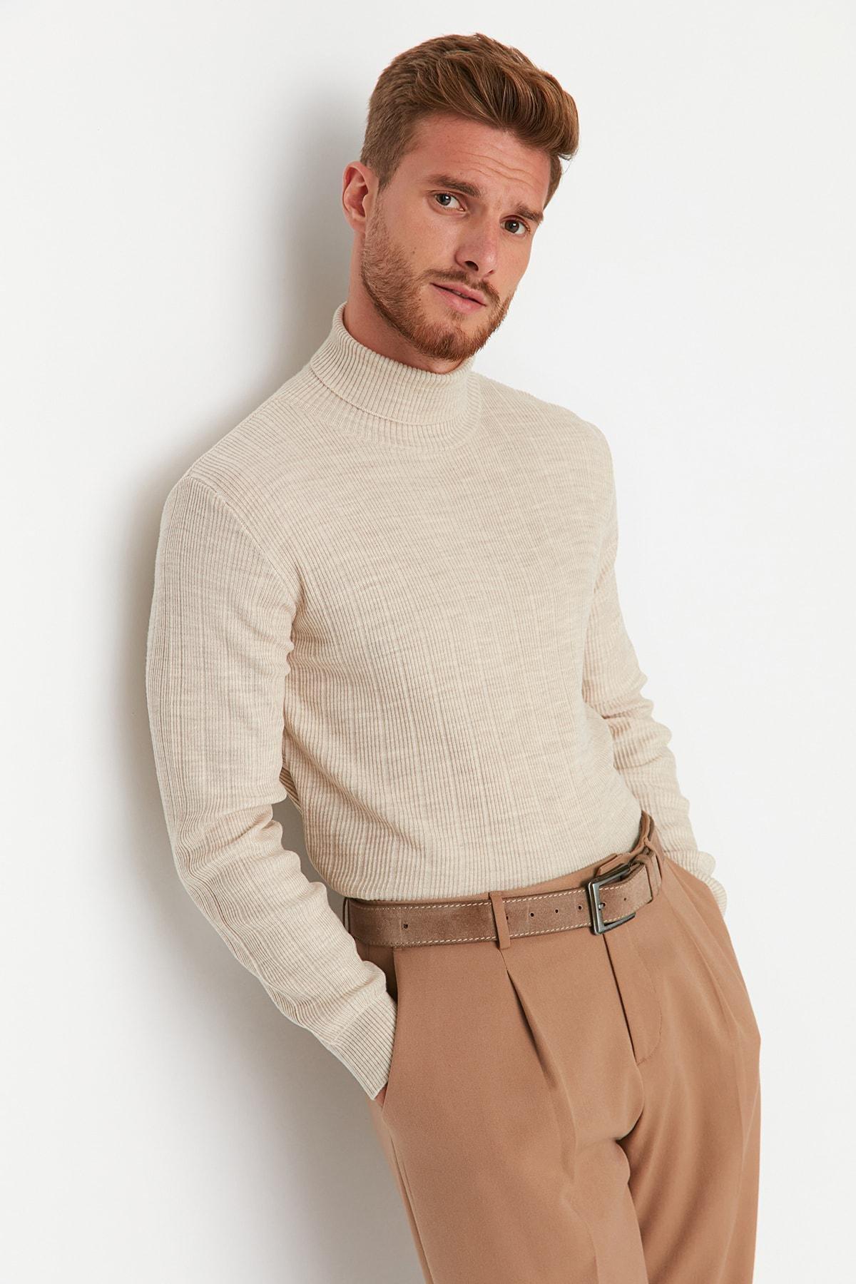 Beige Regular Turtleneck Sweater, Beige, large image number 2