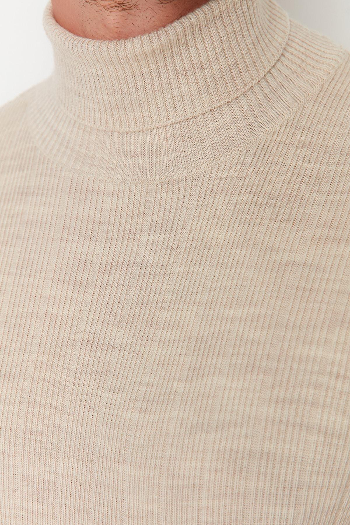 Beige Regular Turtleneck Sweater, Beige, large image number 3