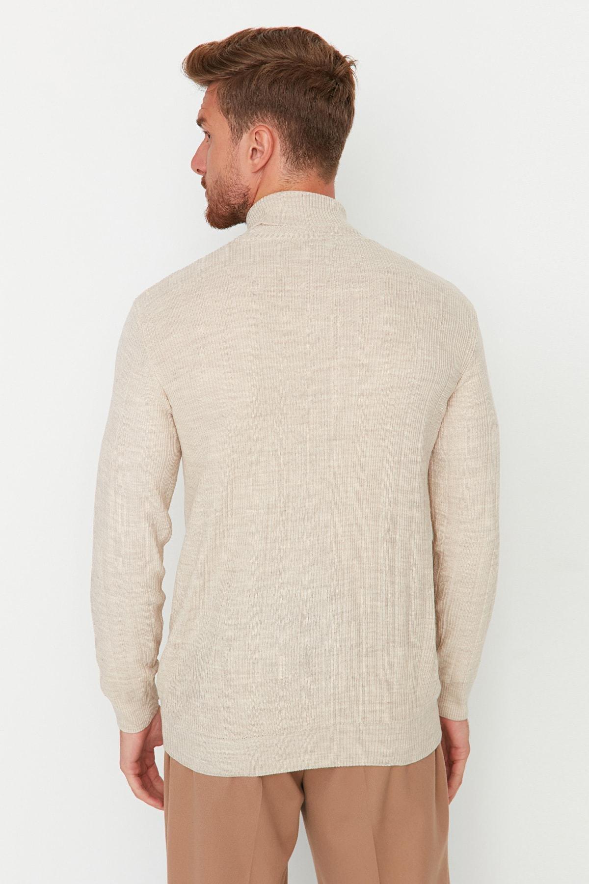 Beige Regular Turtleneck Sweater, Beige, large image number 4