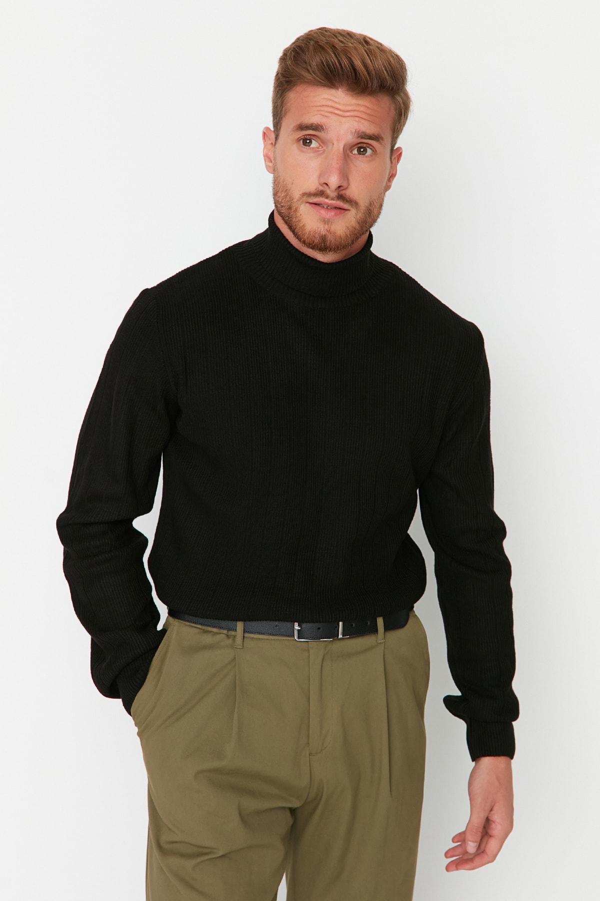 Black Turtleneck Sweater, Black, medium