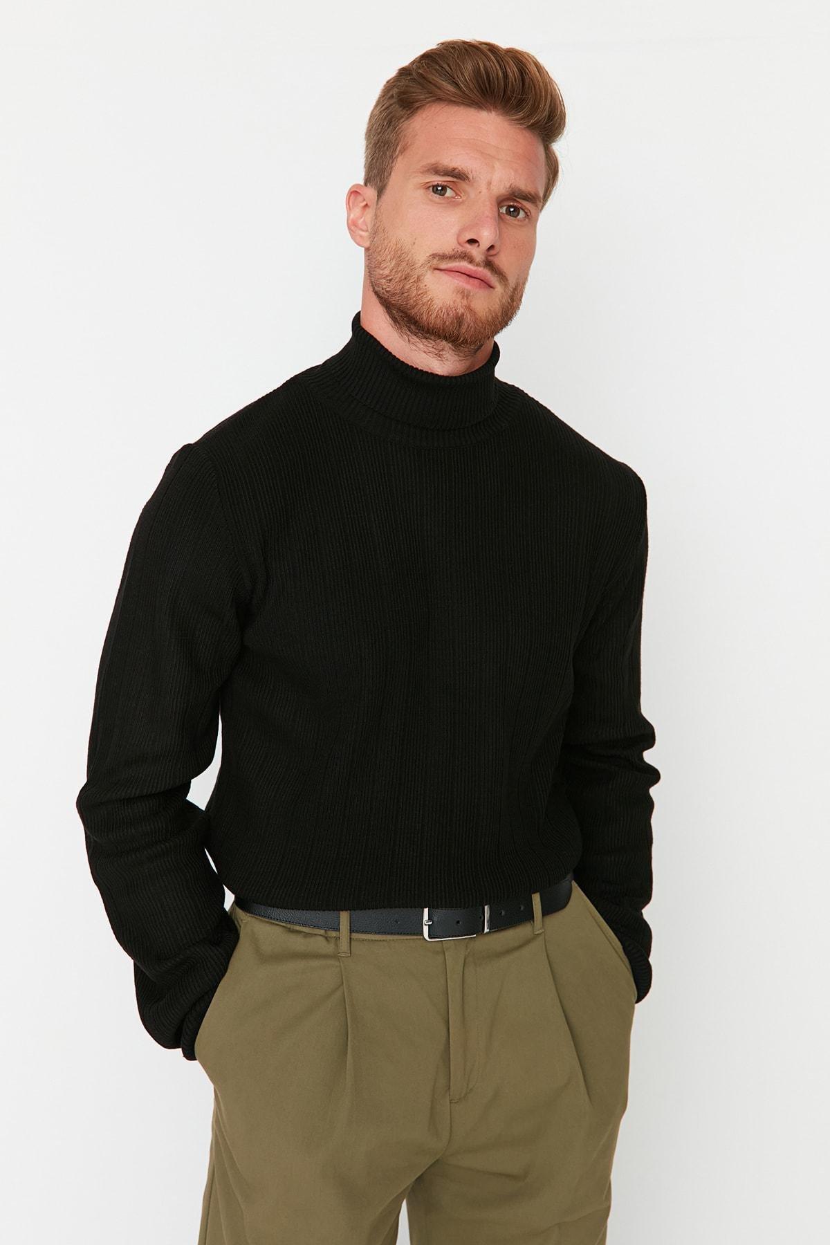 Black Turtleneck Sweater, Black, medium