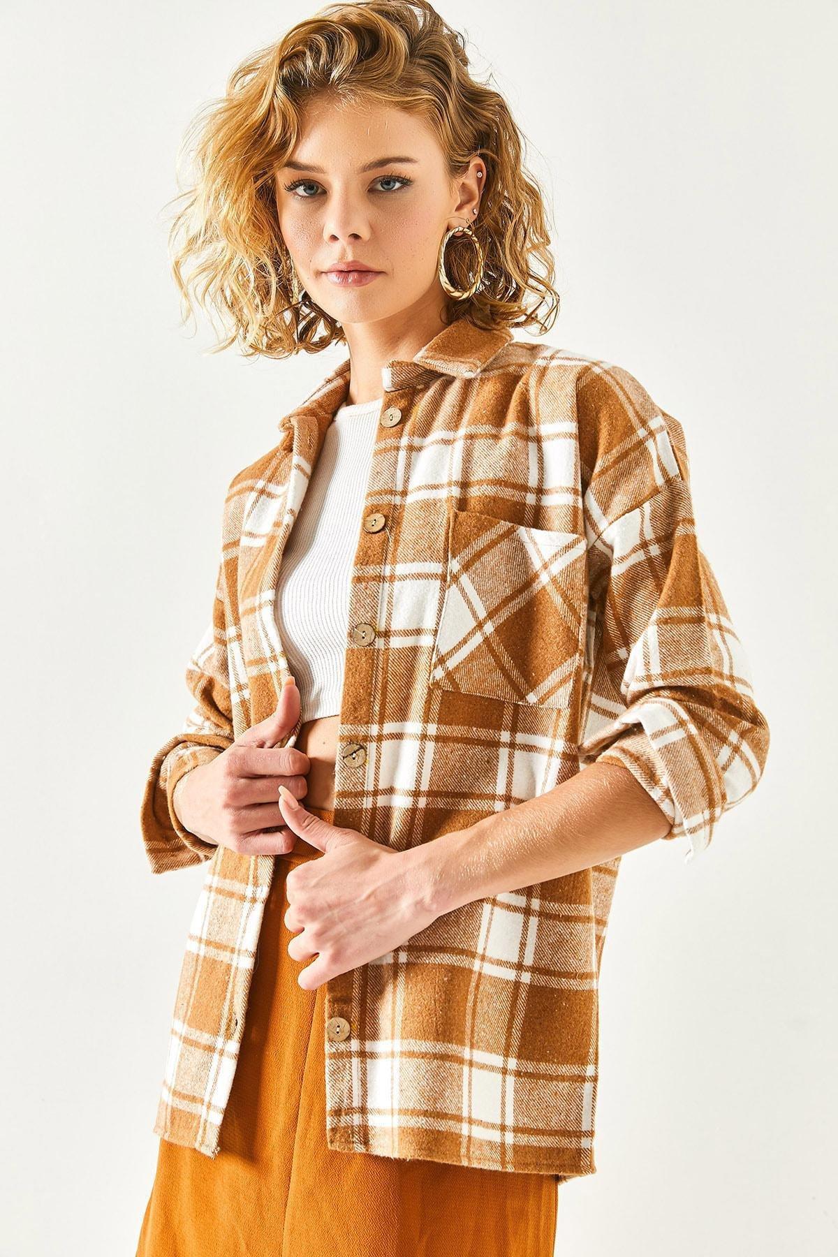 Beige Plaid Relaxed Shirt, Beige, large image number 3