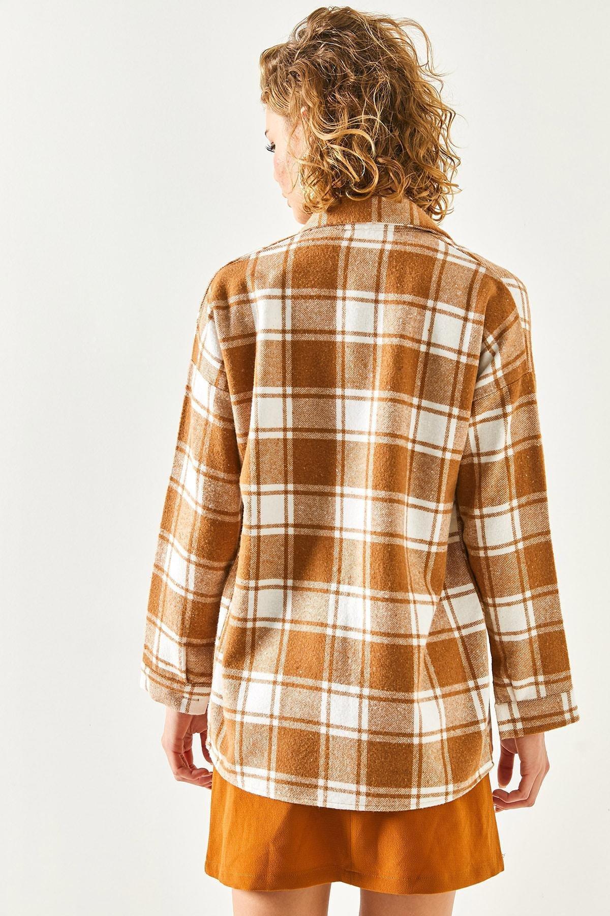 Beige Plaid Relaxed Shirt, Beige, large image number 6