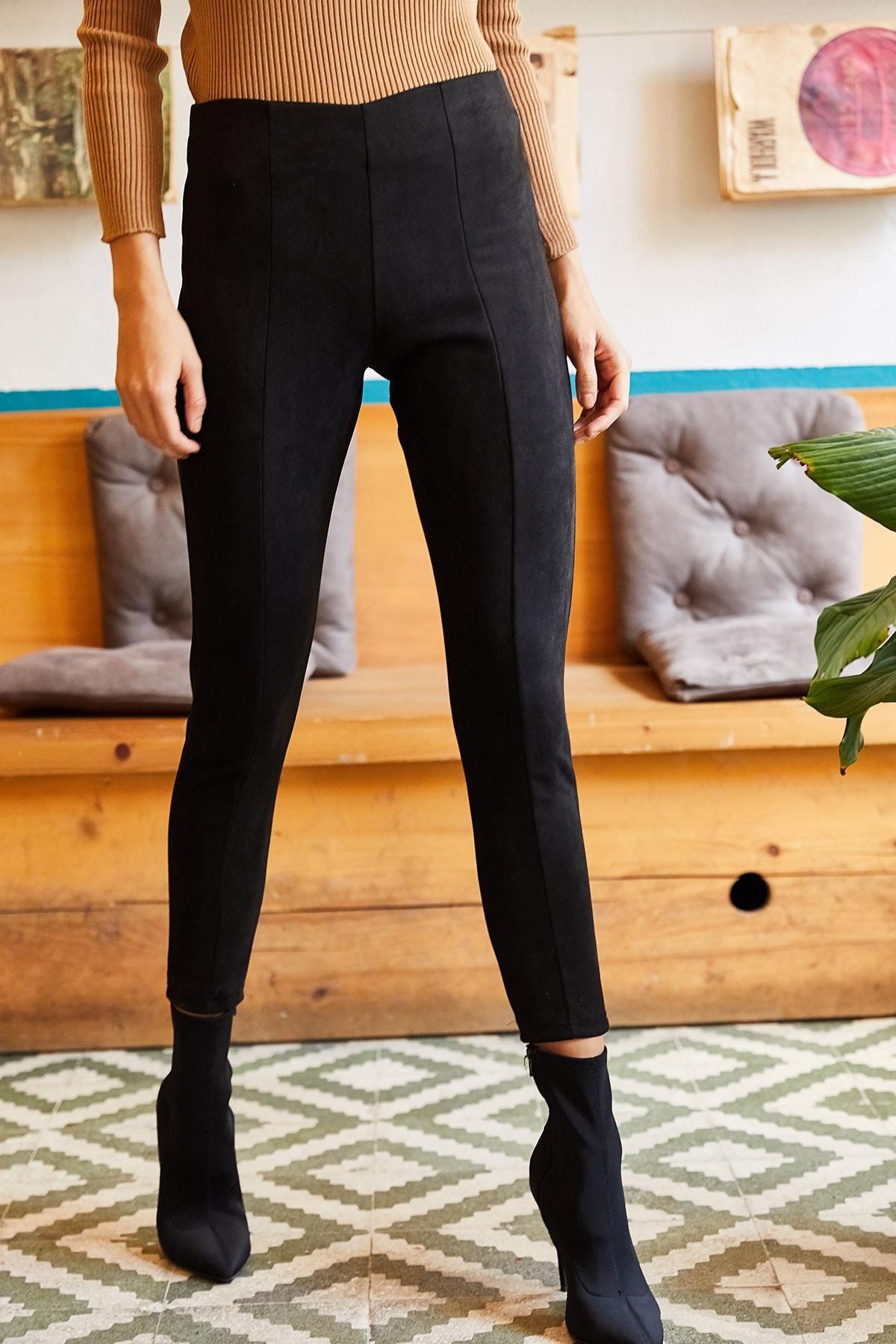 Black Suede Riding Leggings, , large image number 4