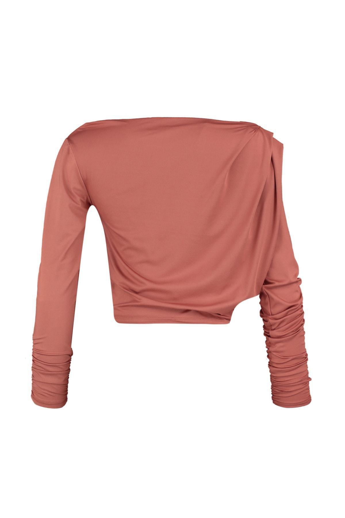 Brown Asymmetric Knitted Blouse pack, , large image number 9