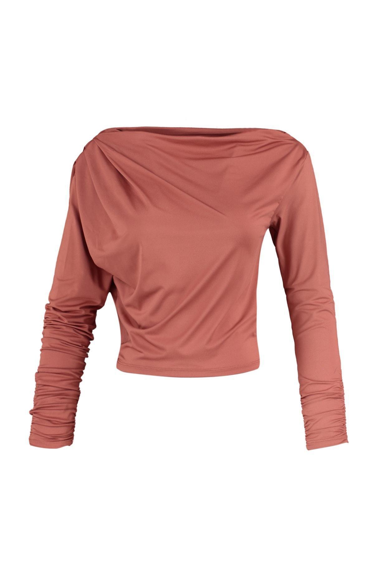 Brown Asymmetric Knitted Blouse pack, , large image number 10