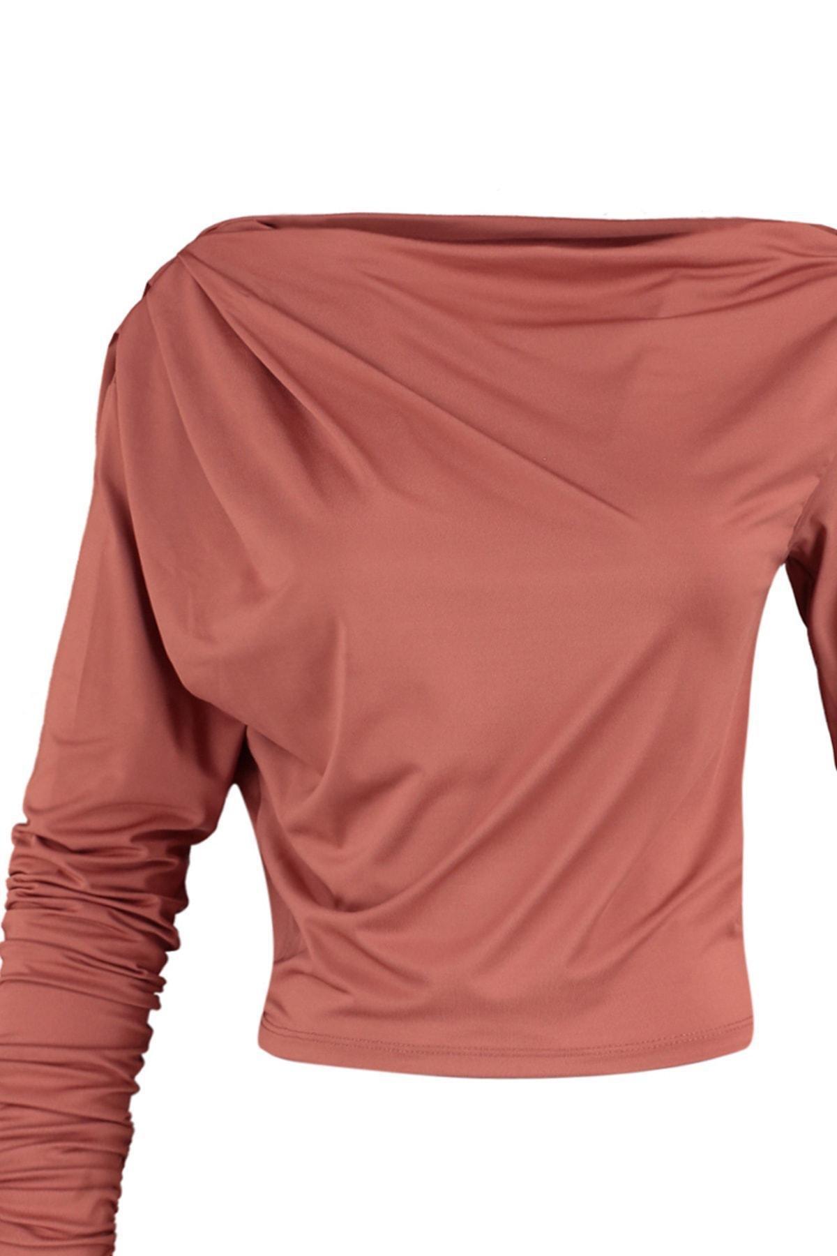 Brown Asymmetric Knitted Blouse pack, , large image number 11
