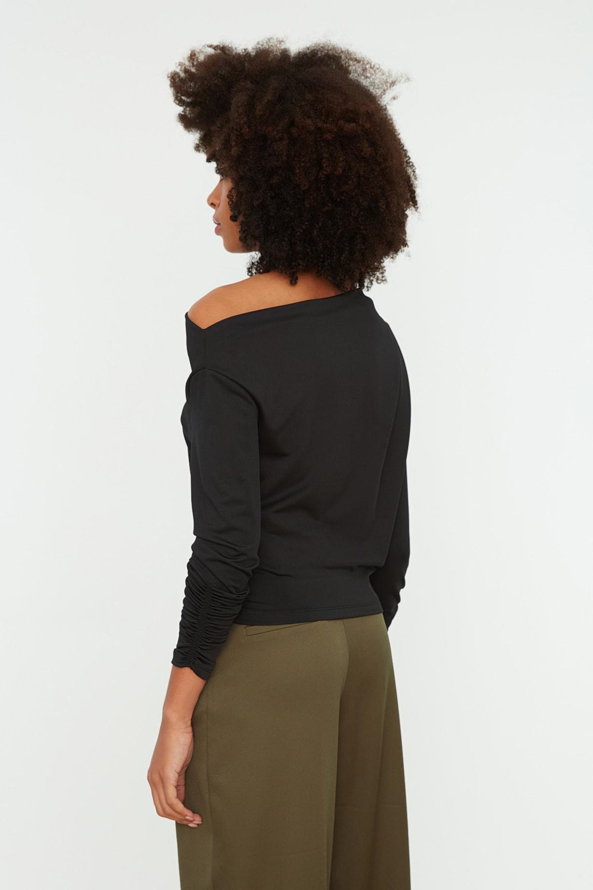 Black Fitted Blouse, Black, large image number 5