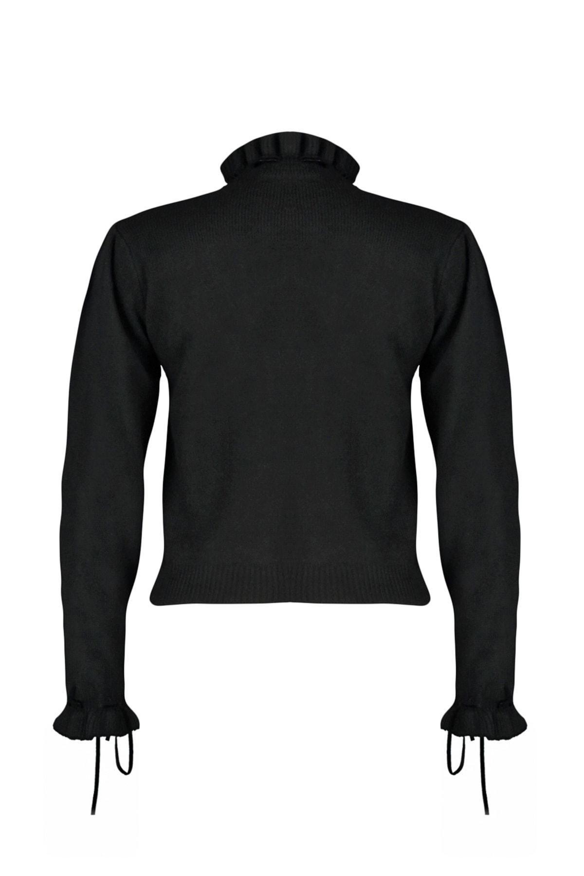 Black Detailed Acrylic Sweater, , large image number 6