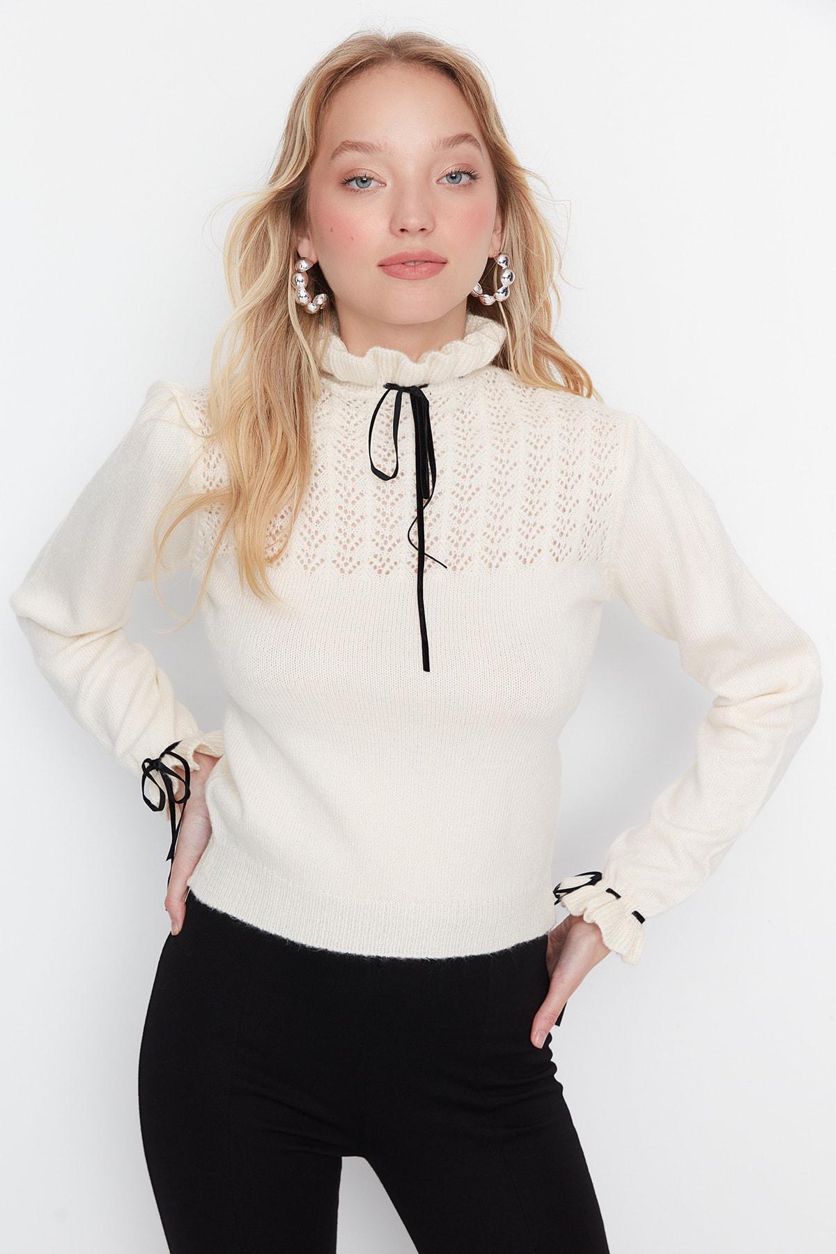 Beige Plaid Sweater, Ecru, large image number 0