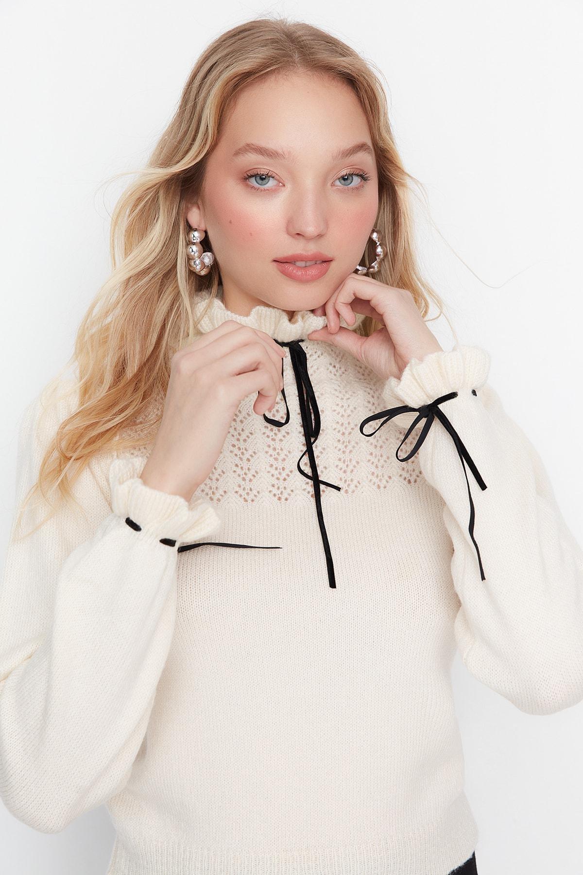 Beige Plaid Sweater, Ecru, large image number 2