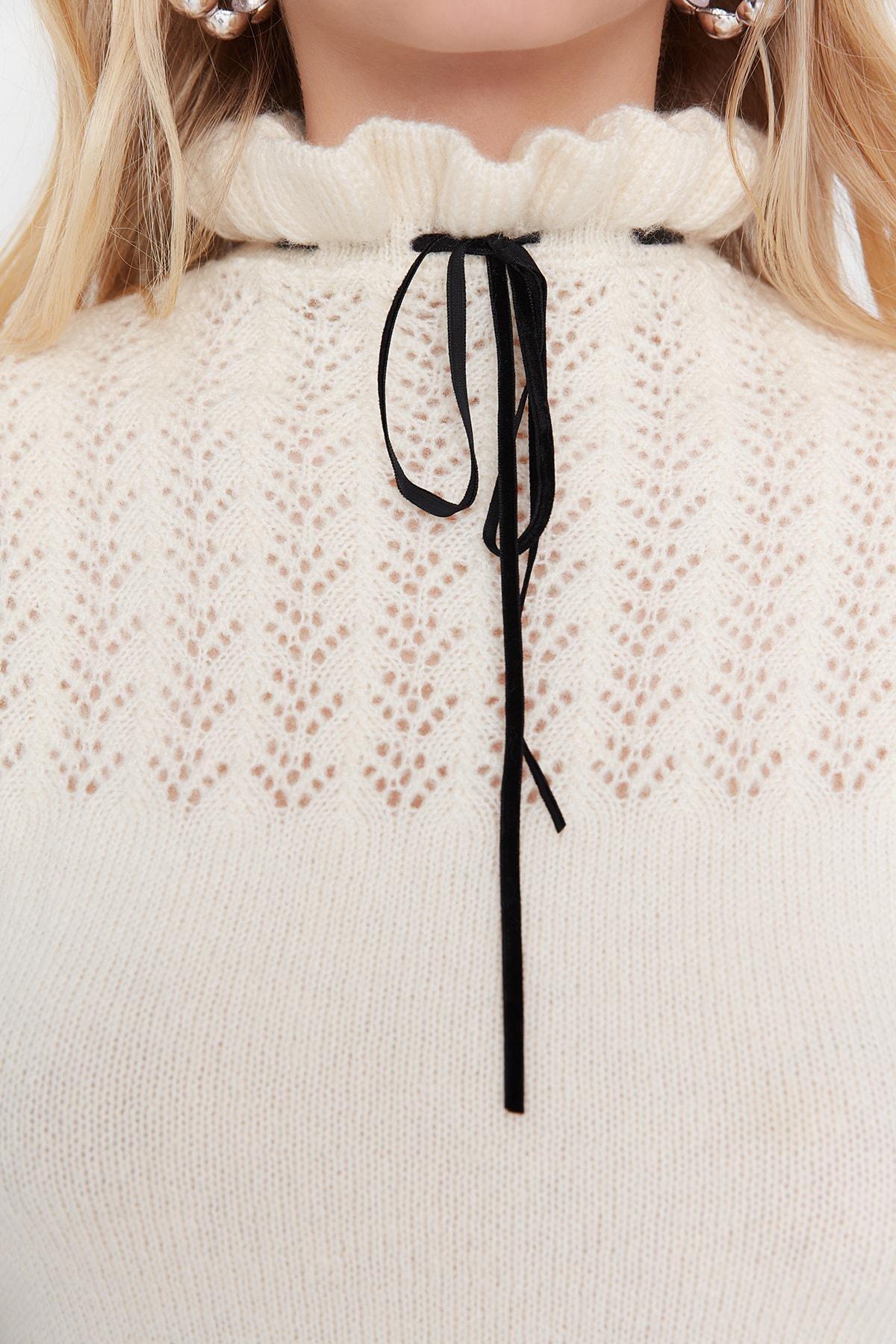 Beige Plaid Sweater, Ecru, large image number 3