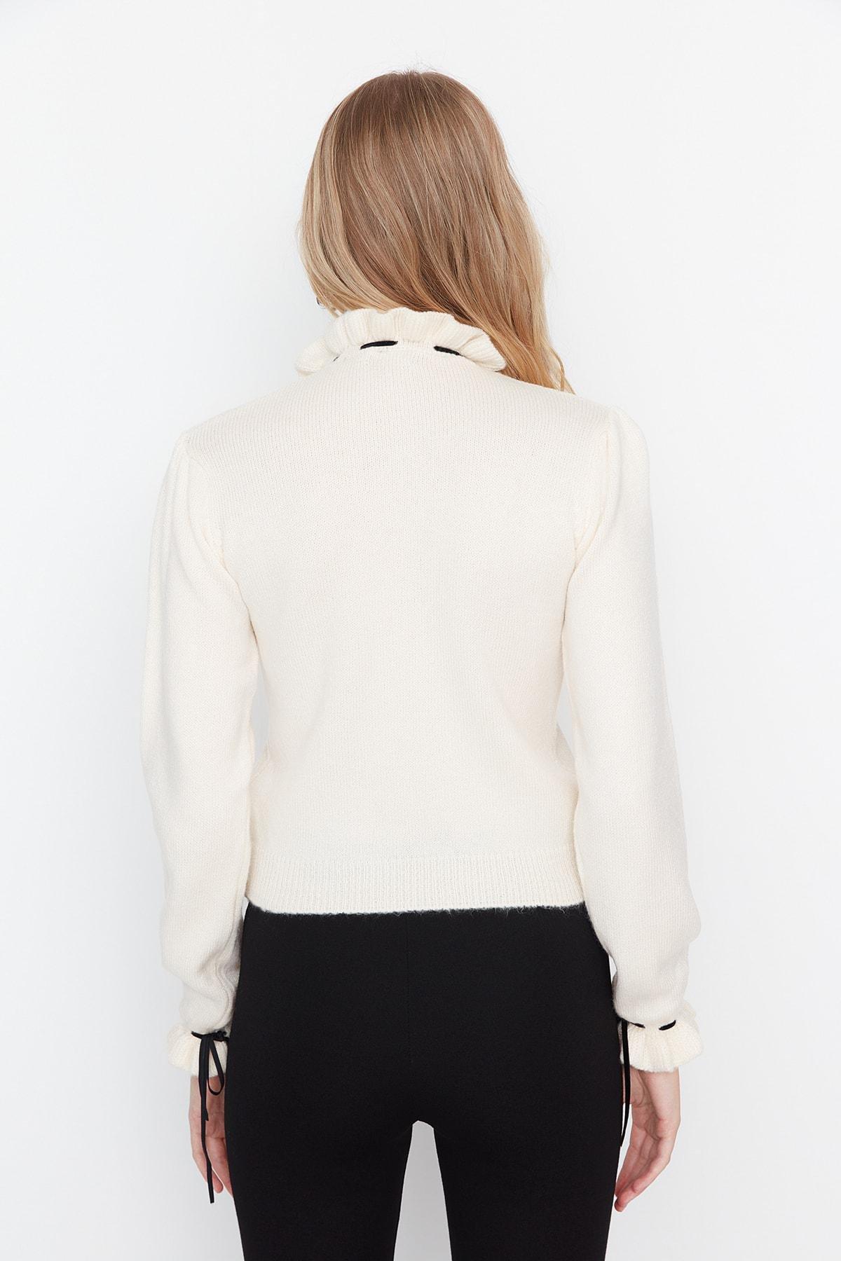 Beige Plaid Sweater, Ecru, large image number 4