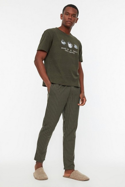 Trendyol - Khaki Printed Pajama Set