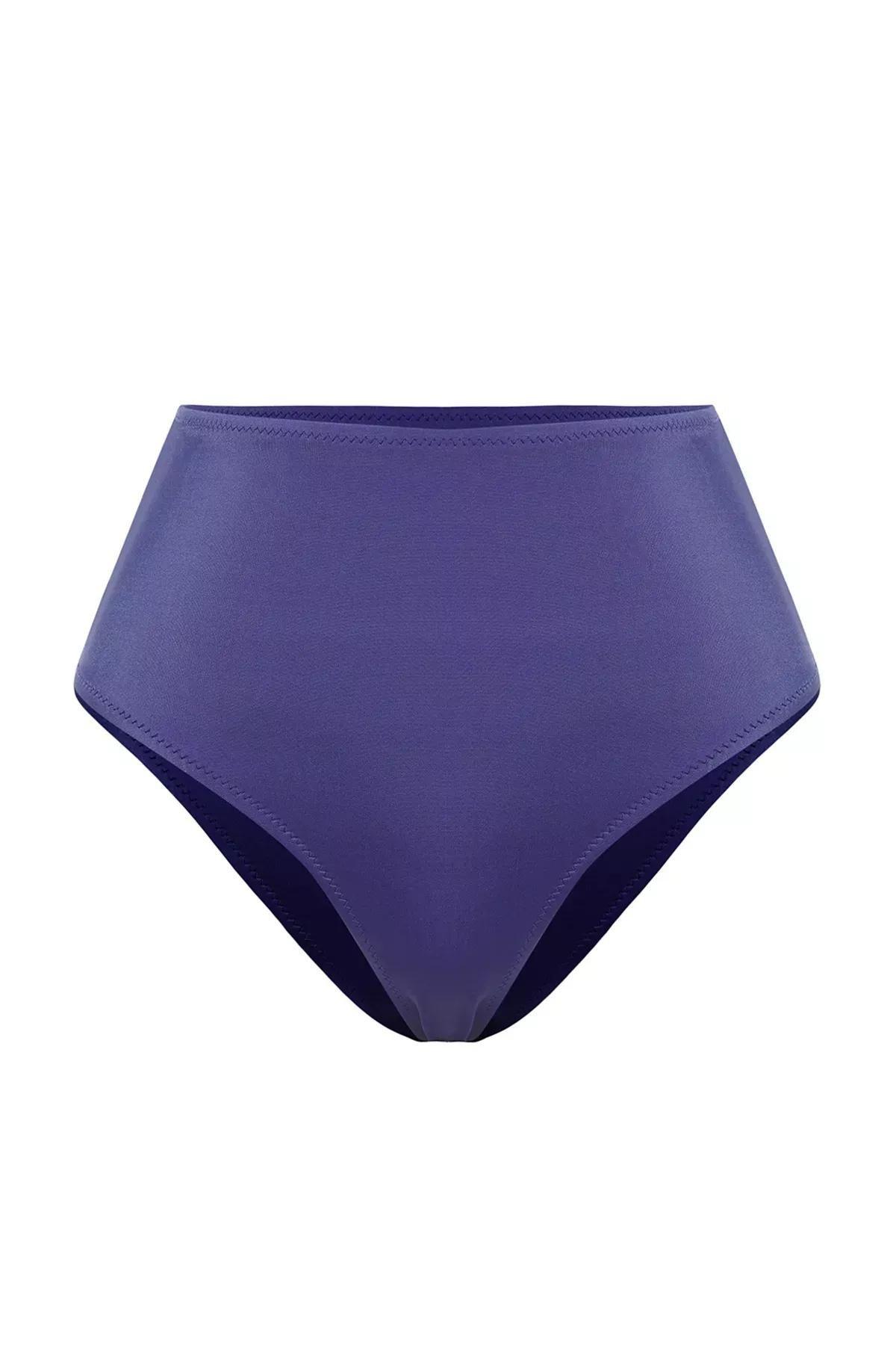 Blue High-Waist Hipster Bikini Bottom, , large image number 4