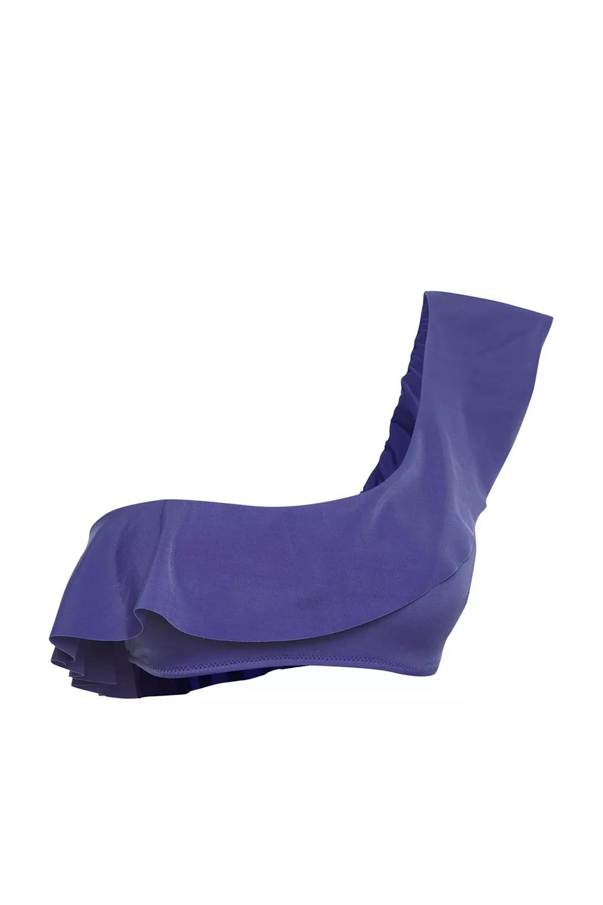 قطعة بيكيني علوية بكتف واحد كشكش، أزرق, C101_5800, large image number 4