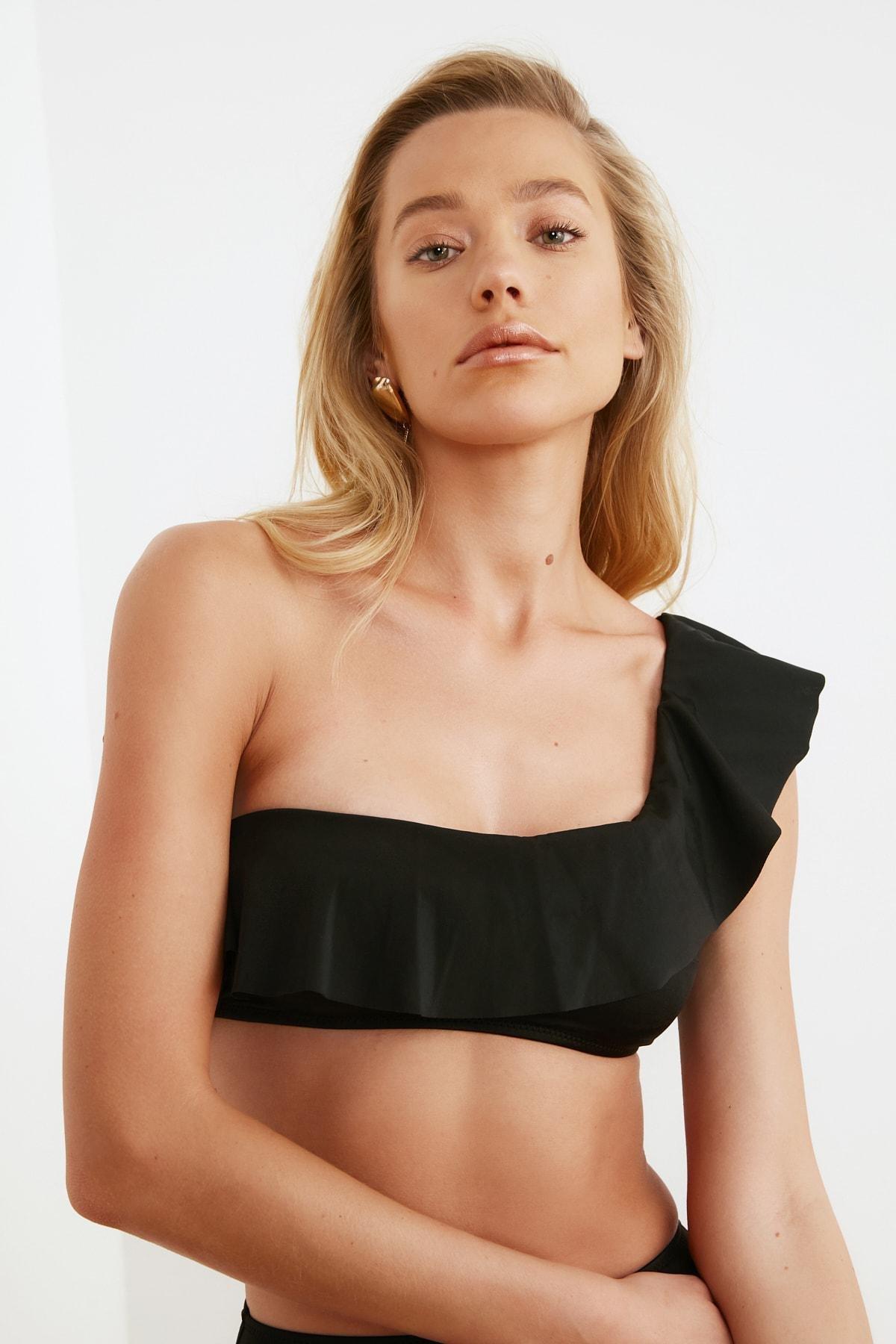 Black One Shoulder Bikini Top, , large image number 7