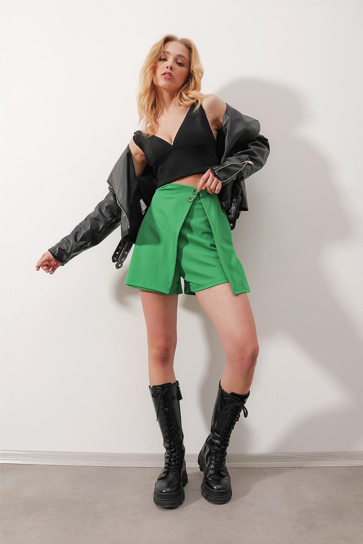 Green Wrap Over Mini Skirt, , large image number 1