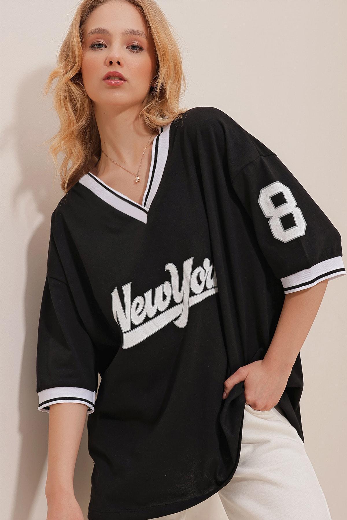 Black Printed Oversize T-Shirt, , medium