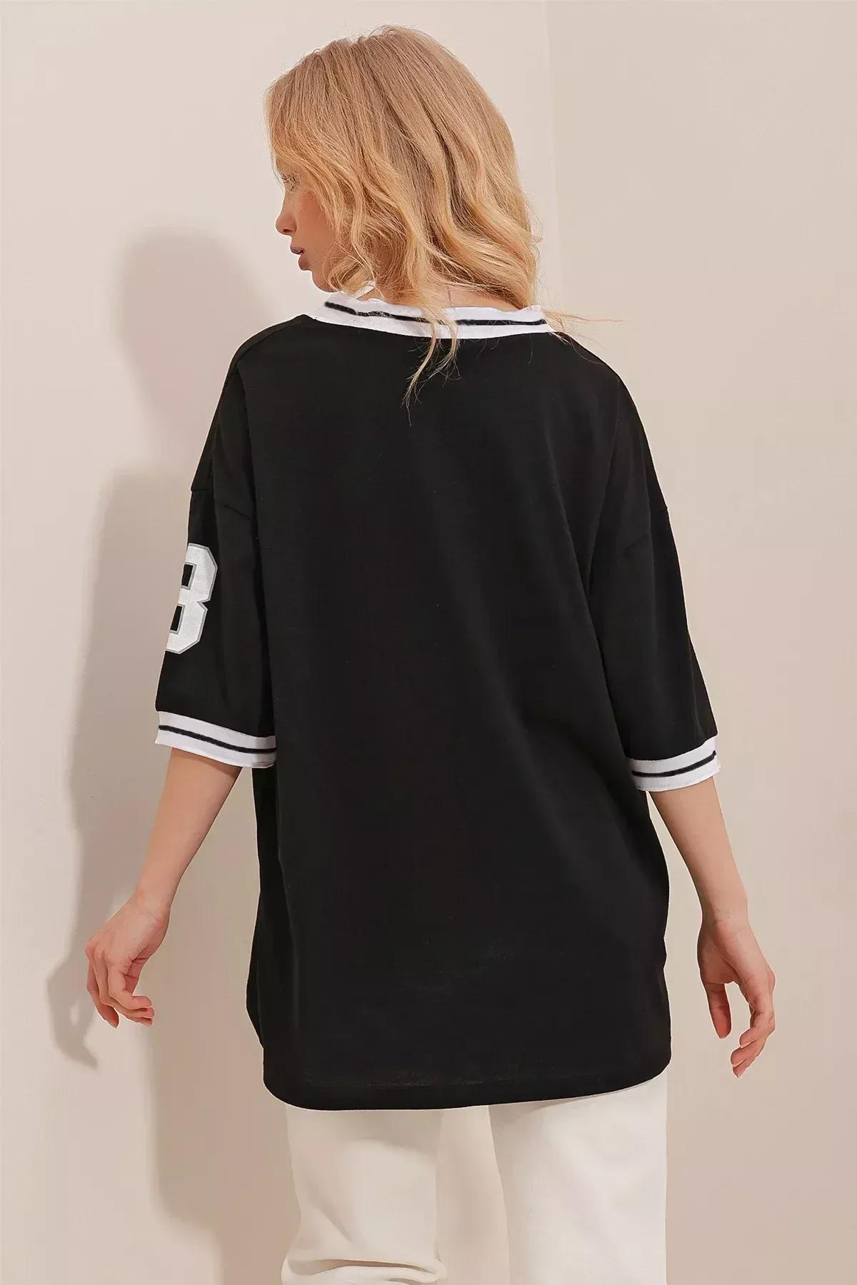 Black Printed Oversize T-Shirt, Black, large image number 3
