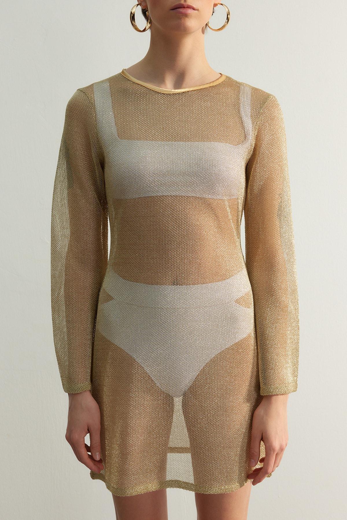 Gold Shift Dress, , large image number 3