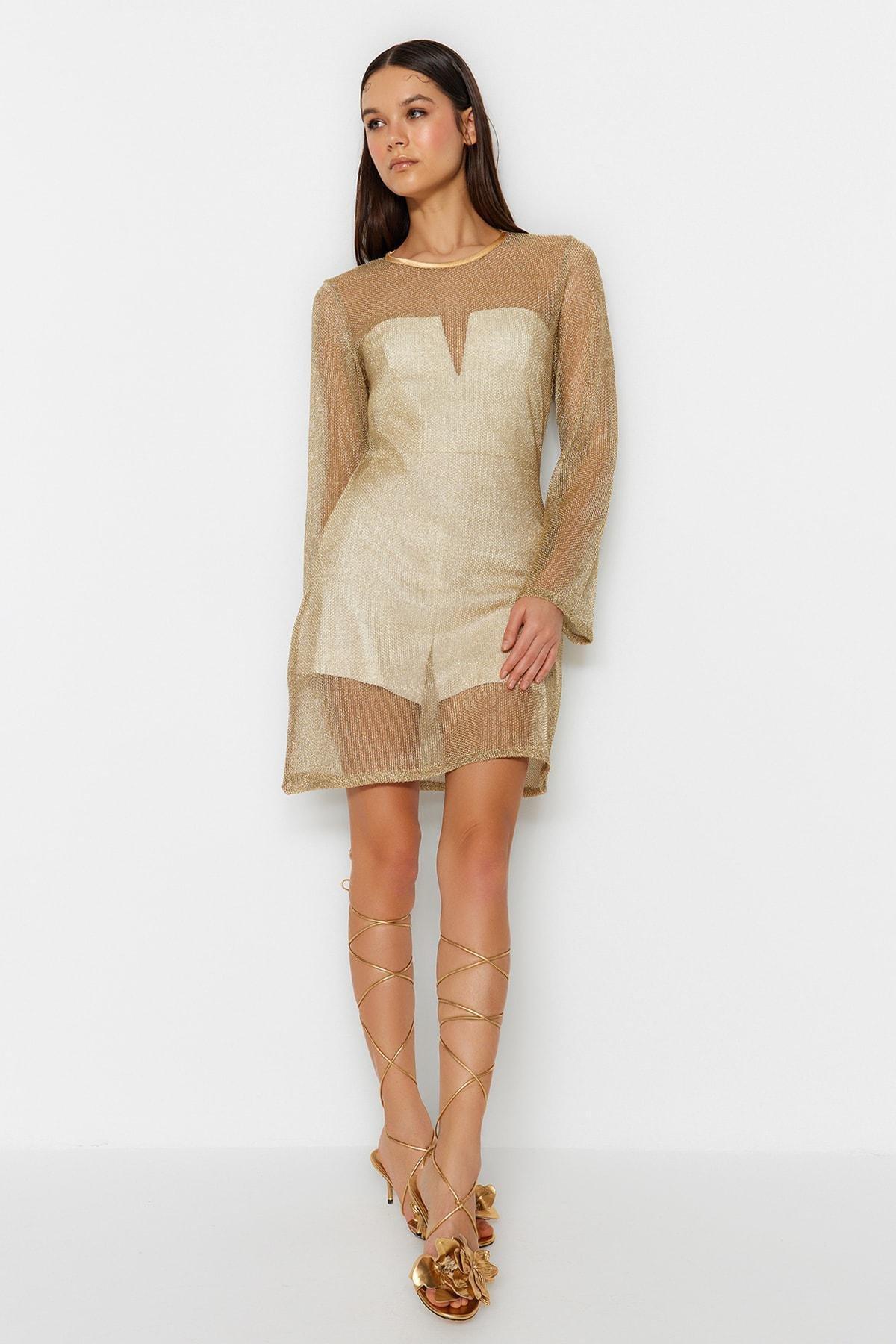 Gold Shift Dress, , large image number 5