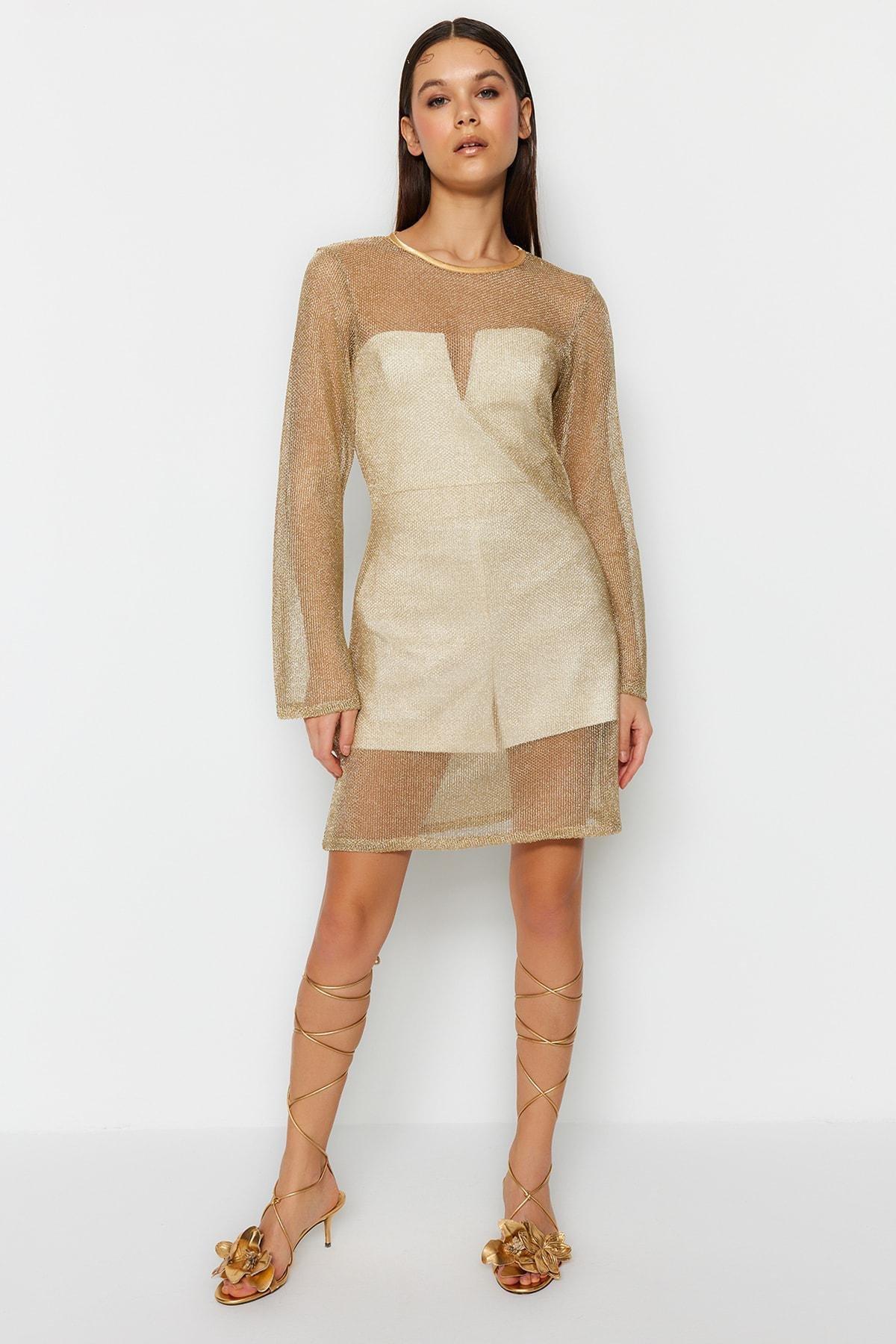 Gold Shift Dress, , large image number 7