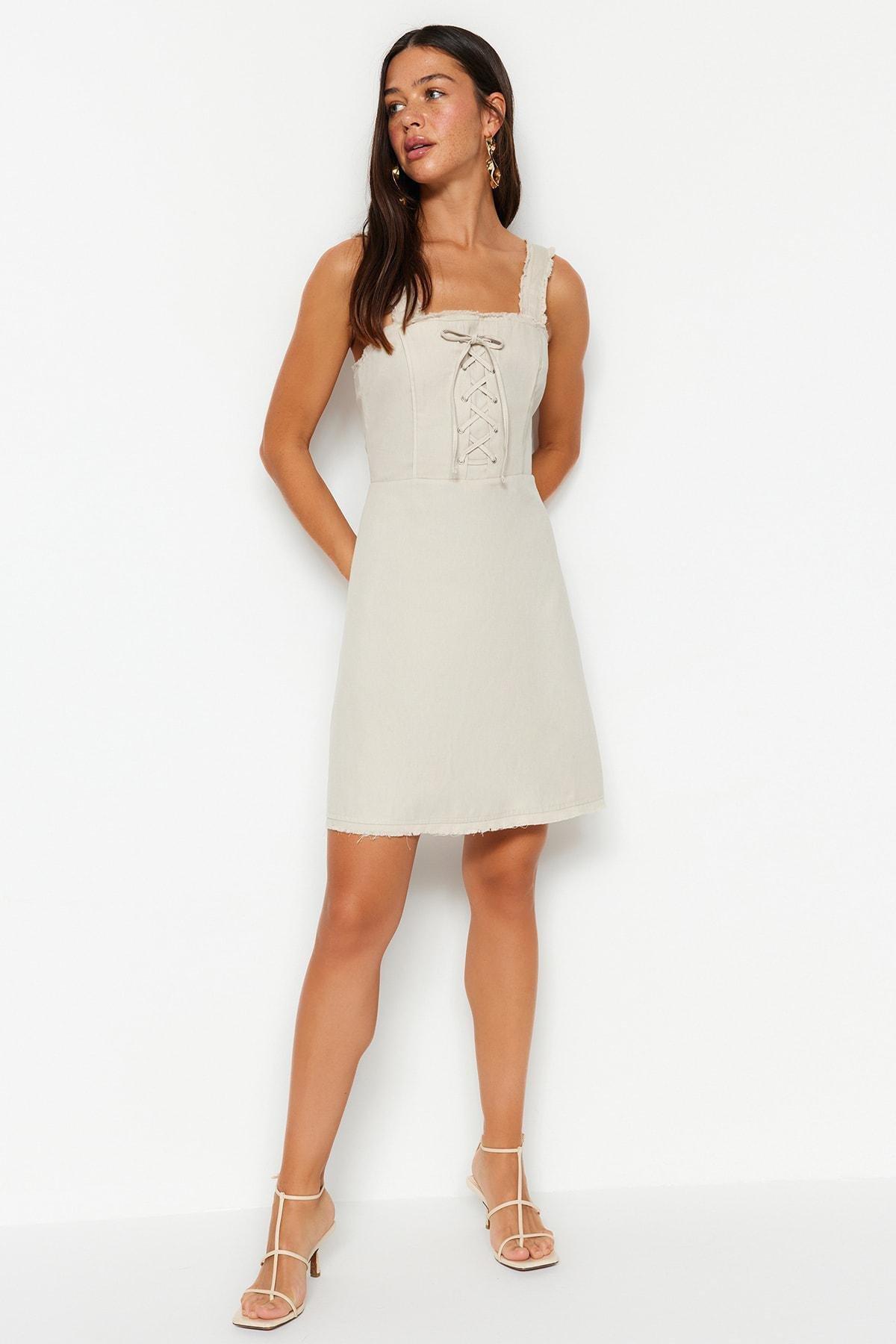Beige A-Line Dress, , large image number 0