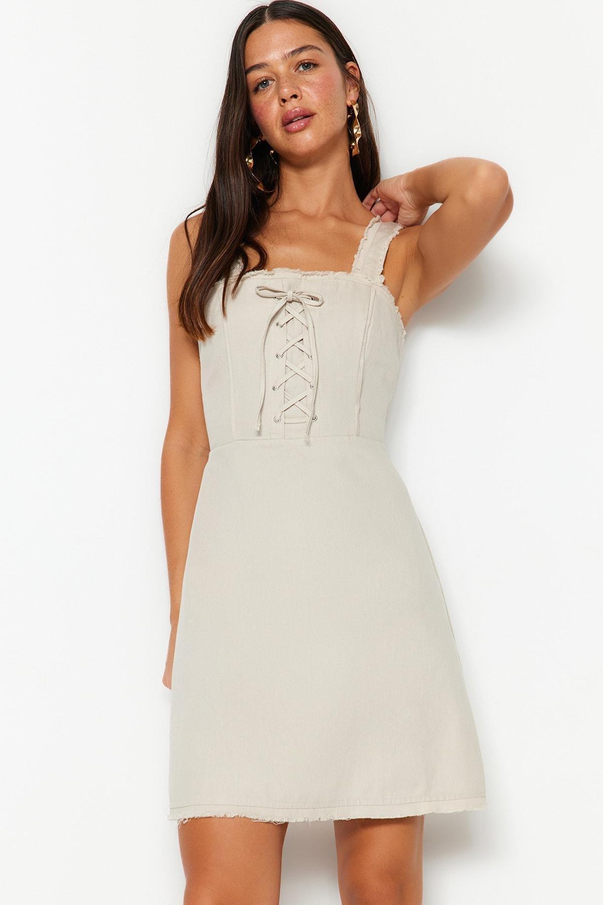 Beige A-Line Dress, , large image number 1