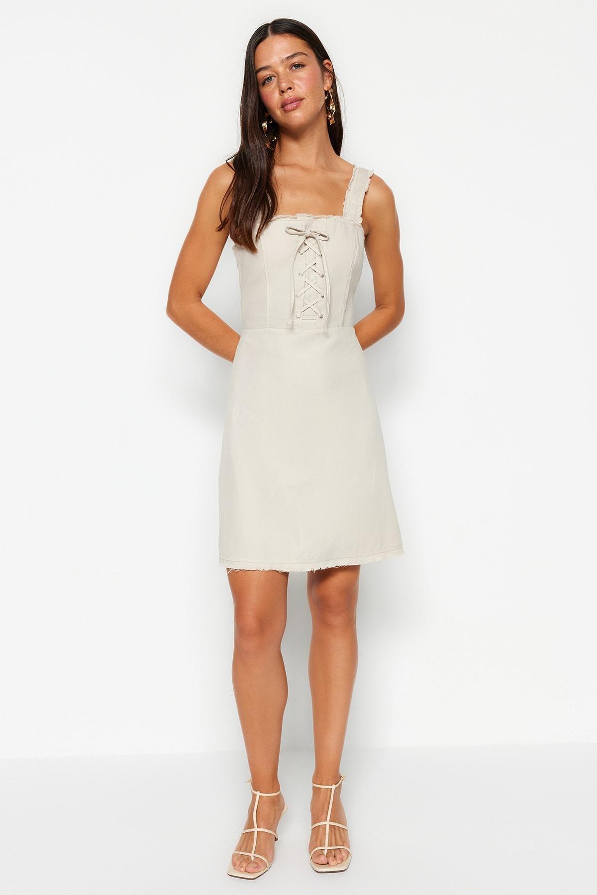 Beige A-Line Dress, , large image number 2