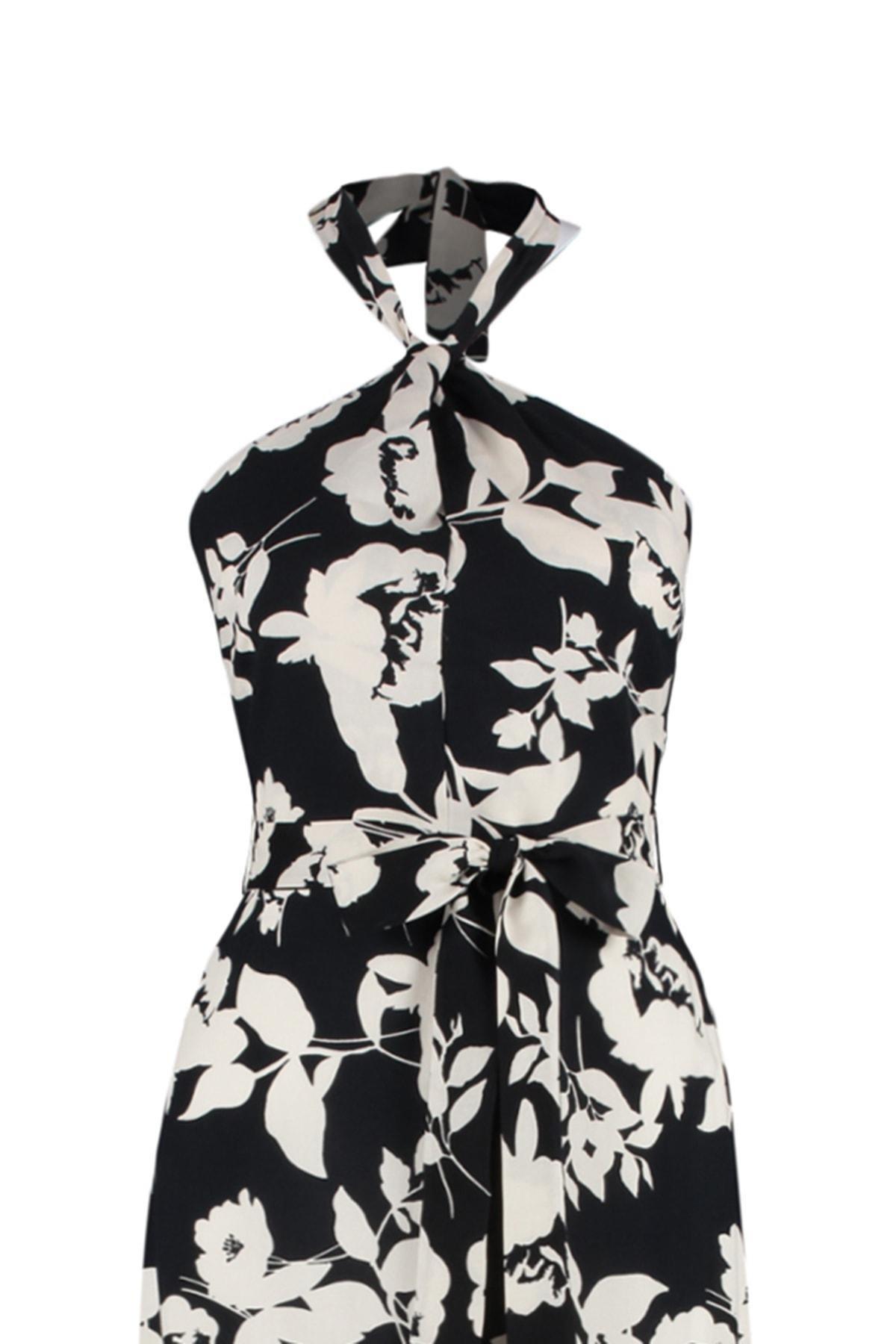Black Floral A-Line Dress, Black, large image number 8