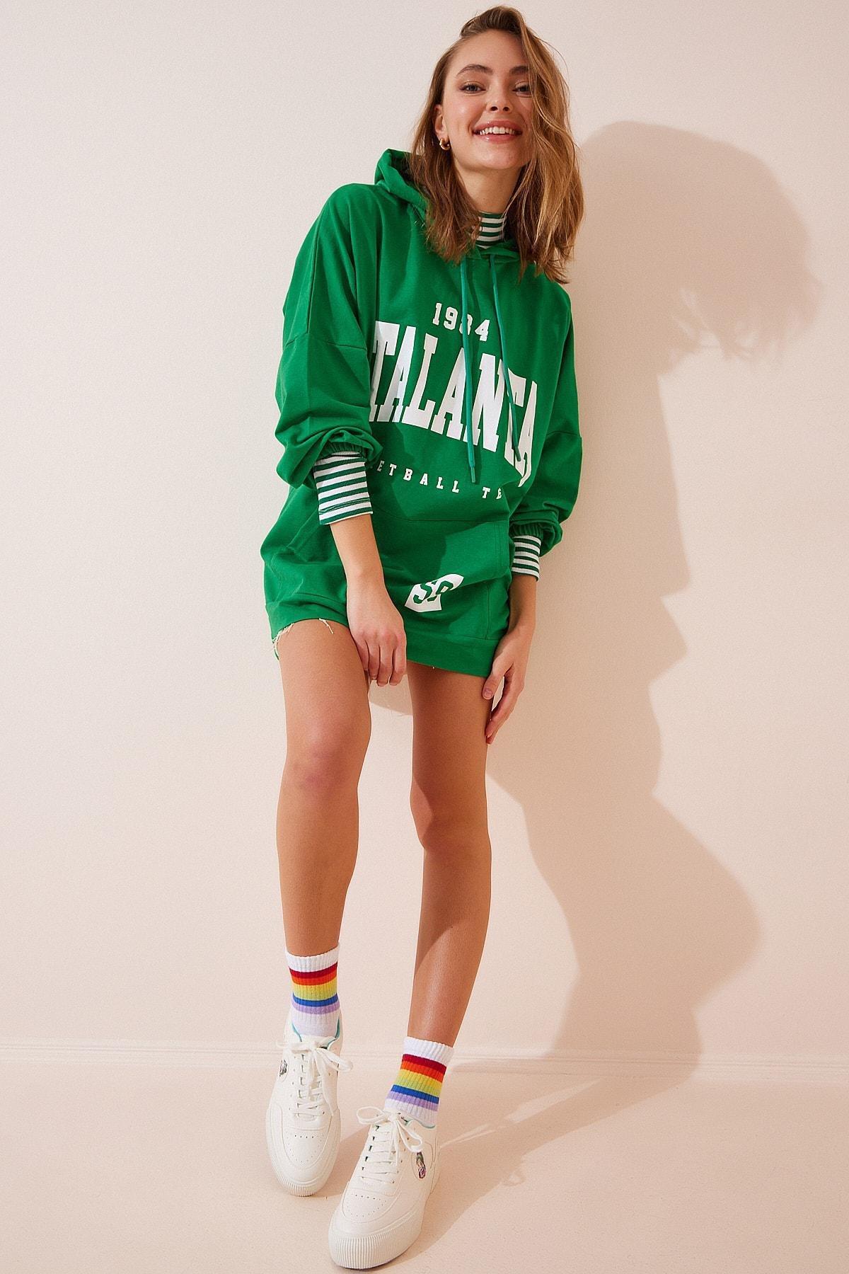 Green Oversize Printed Sweatshirt, , large image number 0
