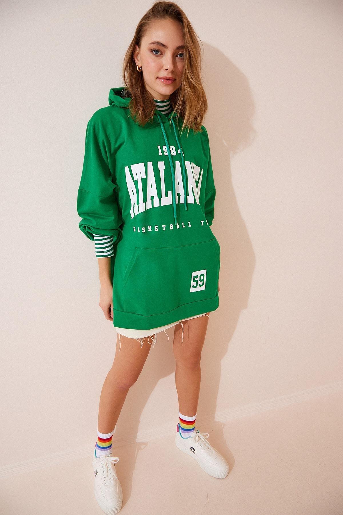 Green Oversize Printed Sweatshirt, , large image number 1