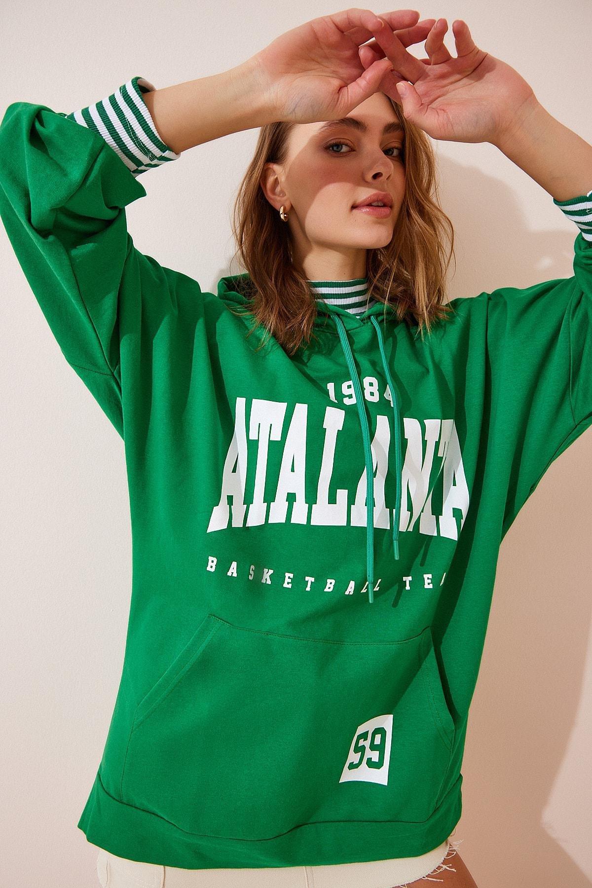 Green Oversize Printed Sweatshirt, , large image number 2