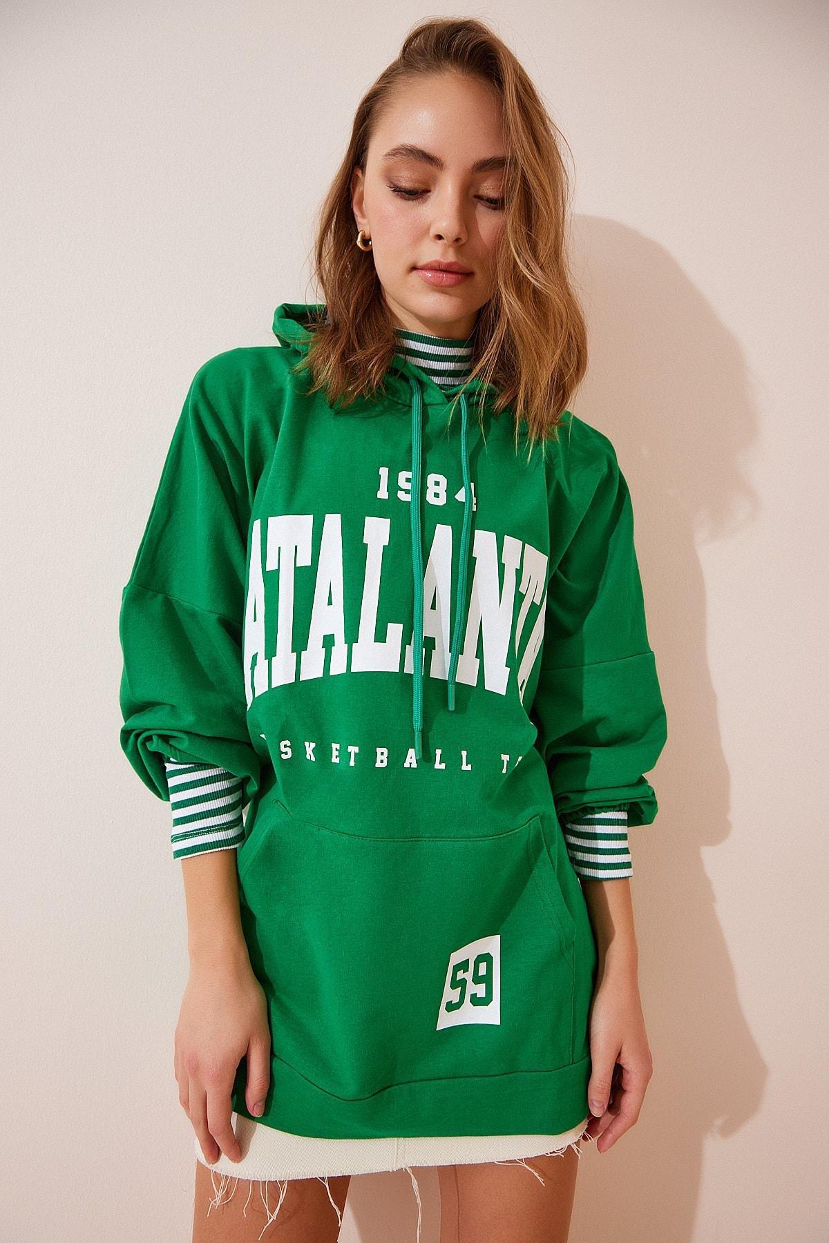 Green Oversize Printed Sweatshirt, , large image number 3