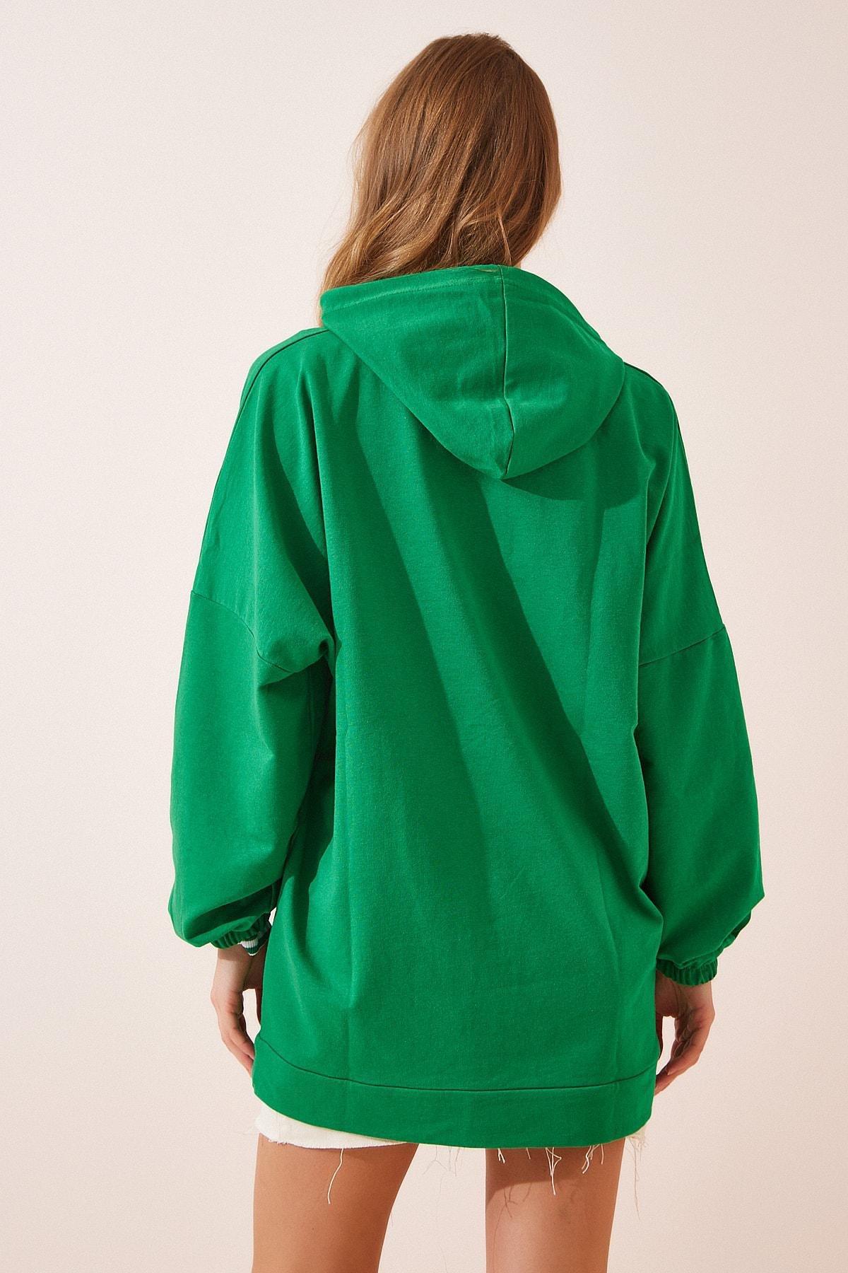 Green Oversize Printed Sweatshirt, , large image number 4
