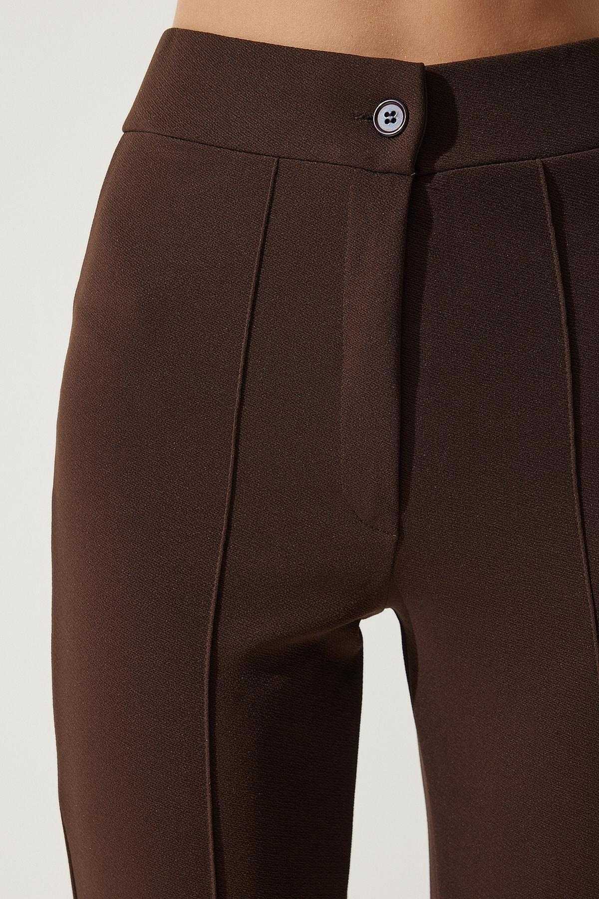 Brown Casual Knitted Pants, Brown, large image number 3