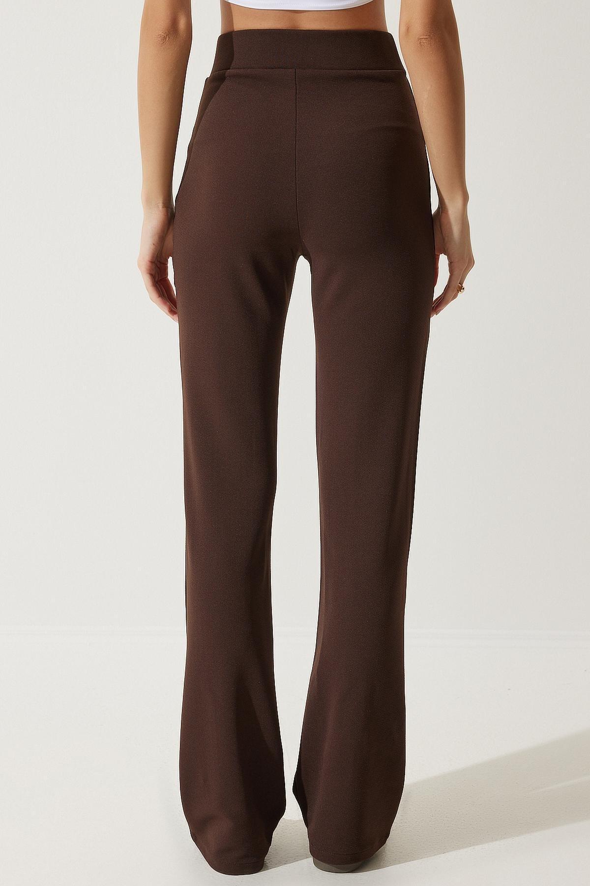 Brown Casual Knitted Pants, Brown, large image number 4