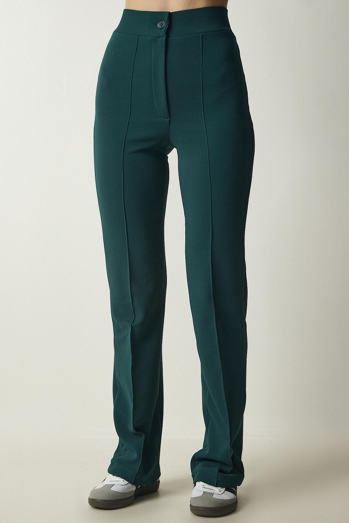 Green High Waist Casual Knitted Trousers, C101_1583, large image number 3
