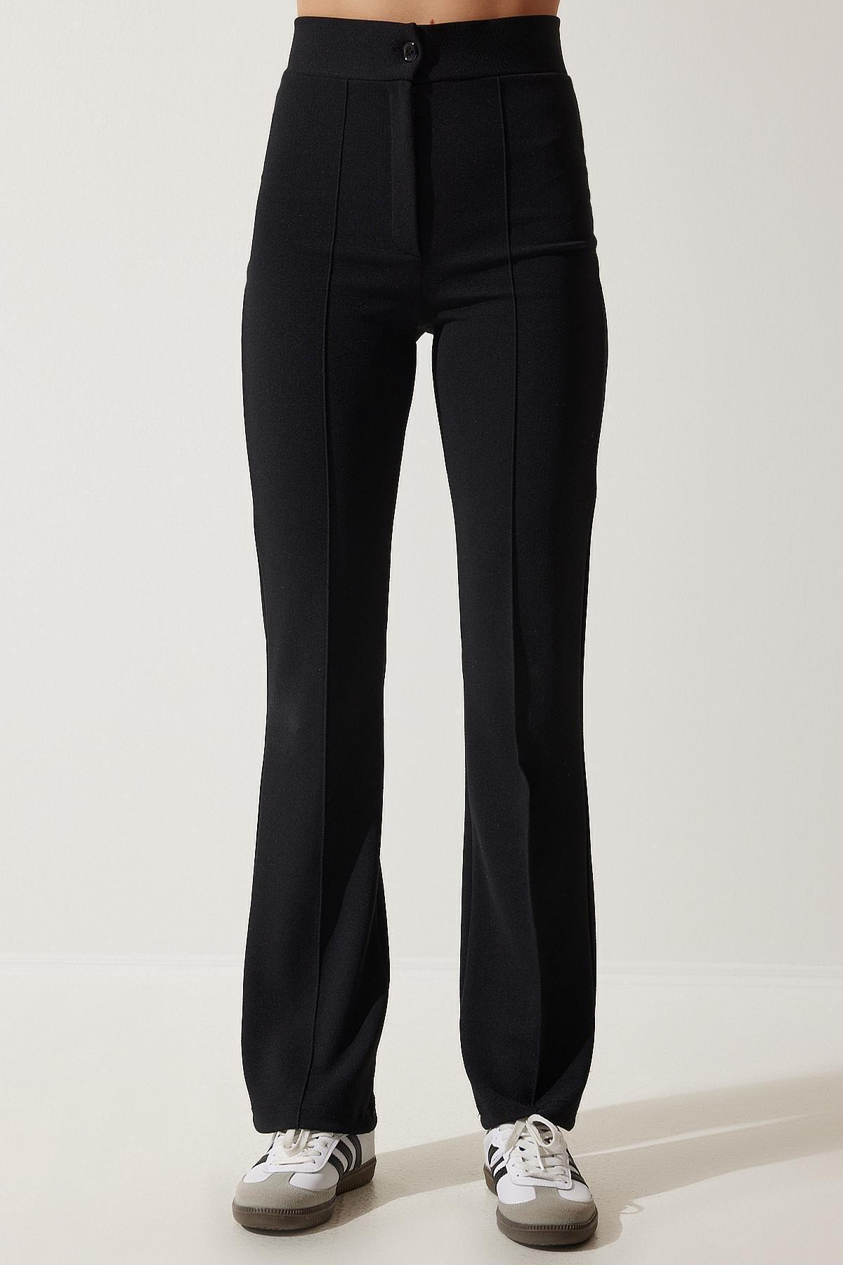 Black Casual Knitted Pants, , large image number 4