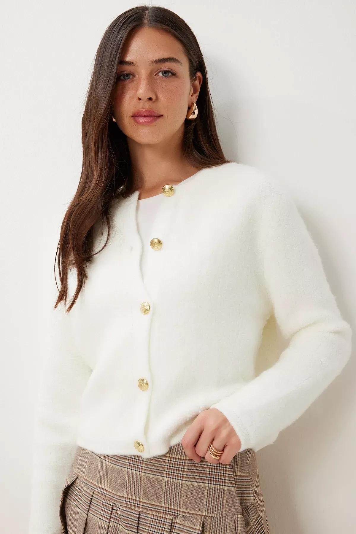 Cream Knitwear Cardigan, Bone, large image number 0