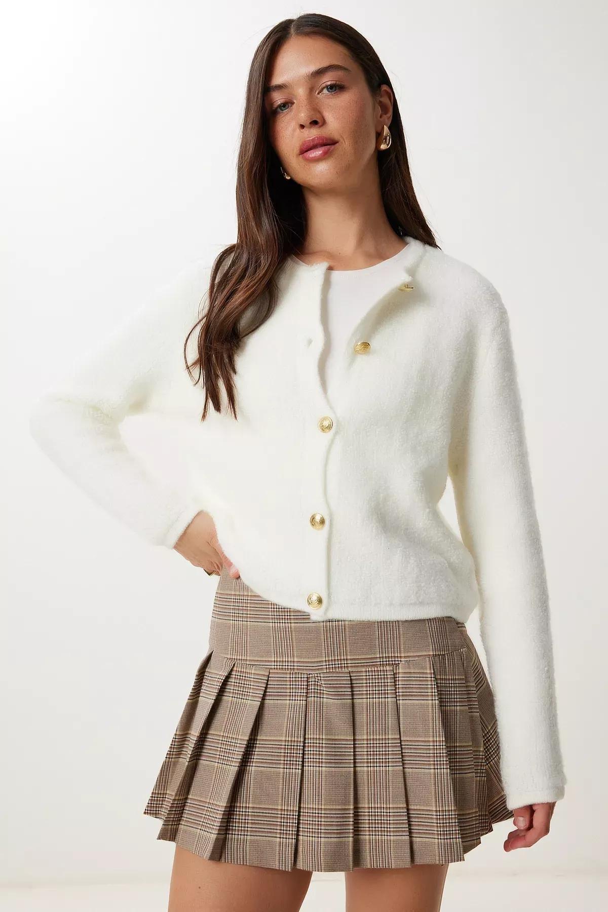 Cream Knitwear Cardigan, Bone, large image number 2