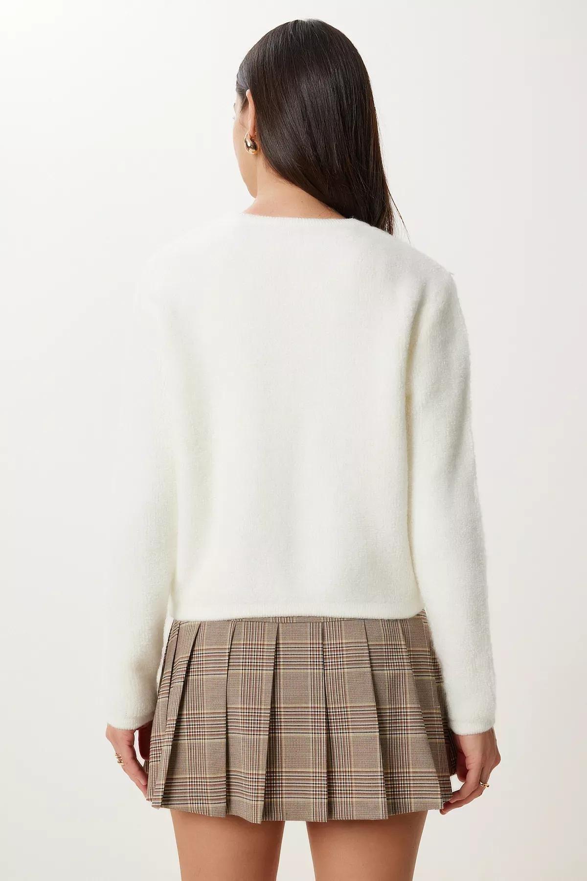 Cream Knitwear Cardigan, Bone, large image number 4