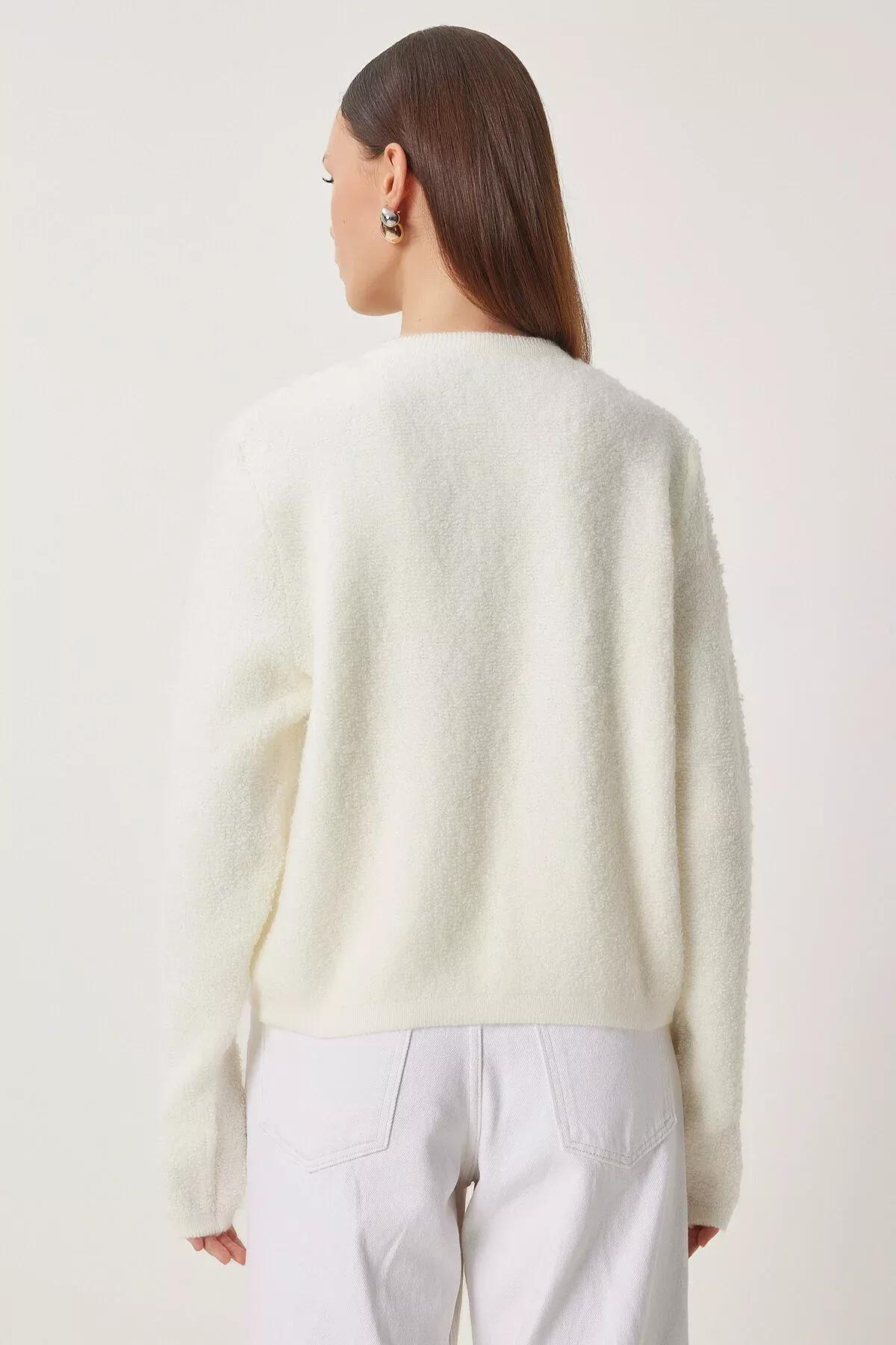 Cream Knitwear Cardigan, Bone, large image number 5